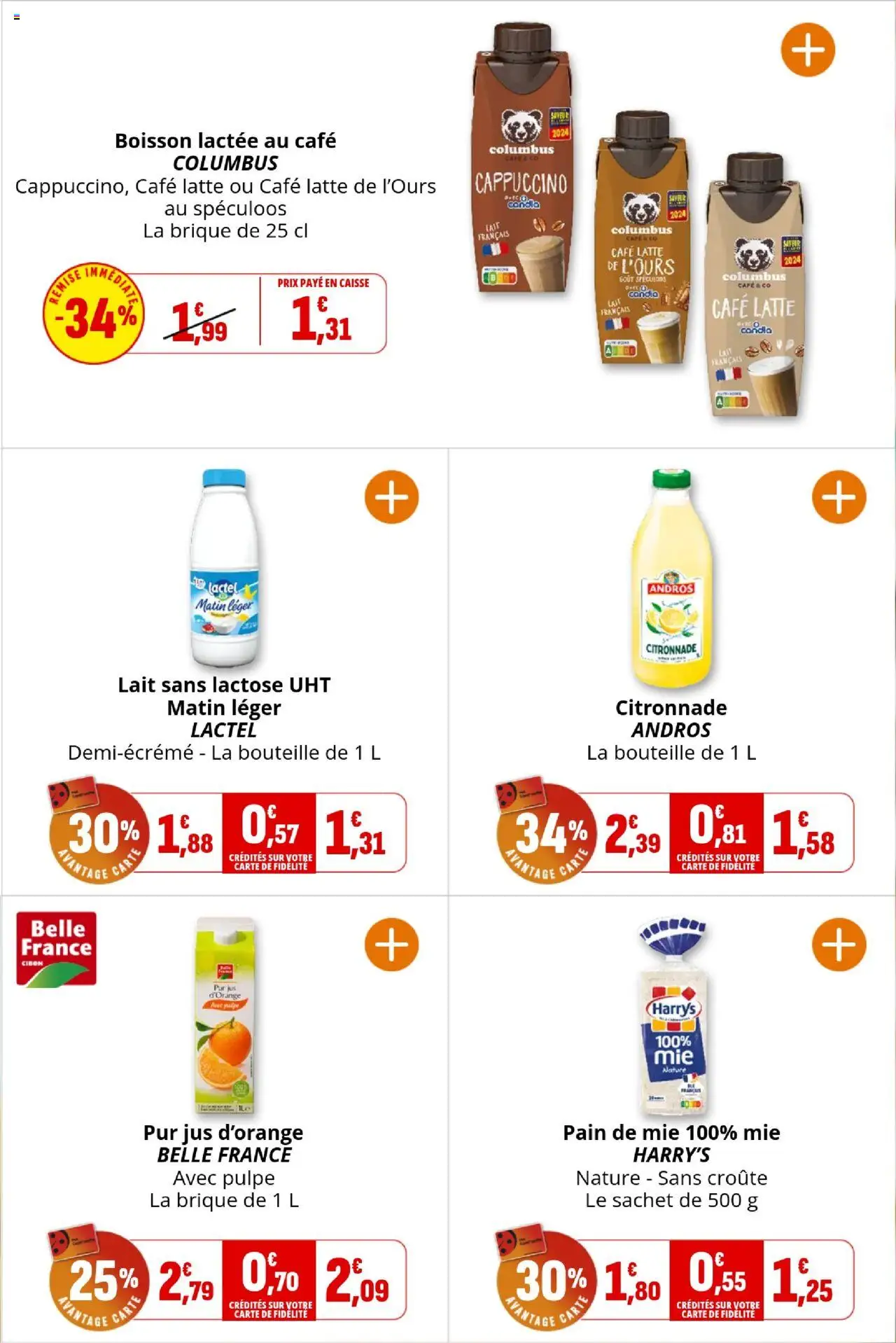  | Page: 16 | Produits: Pain de mie, Lait, Café, Jus
