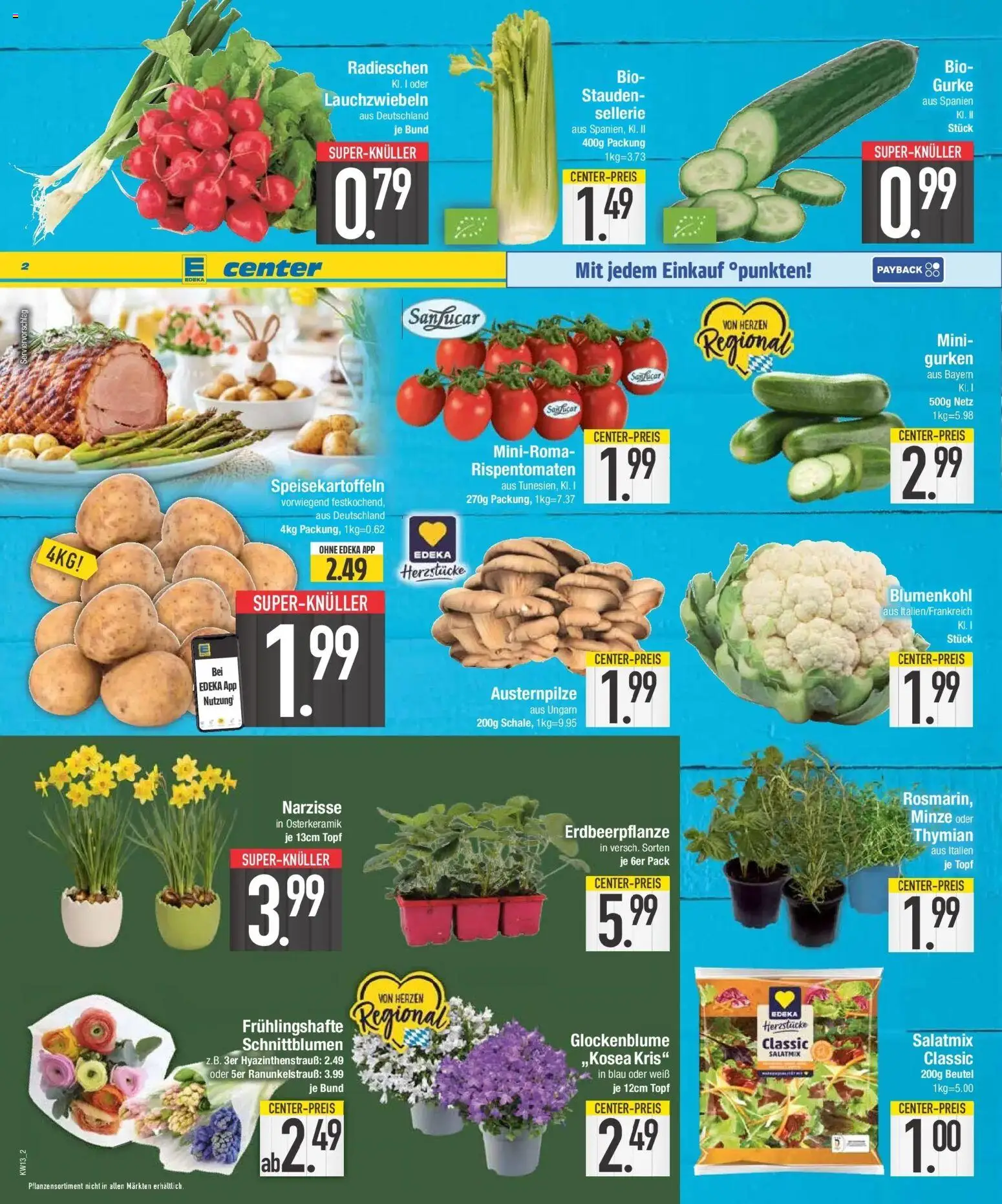 E center Prospekt München	 – gültig ab 23.03.2026 | Seite: 2 | Produkte: Blumenkohl, Gurken
