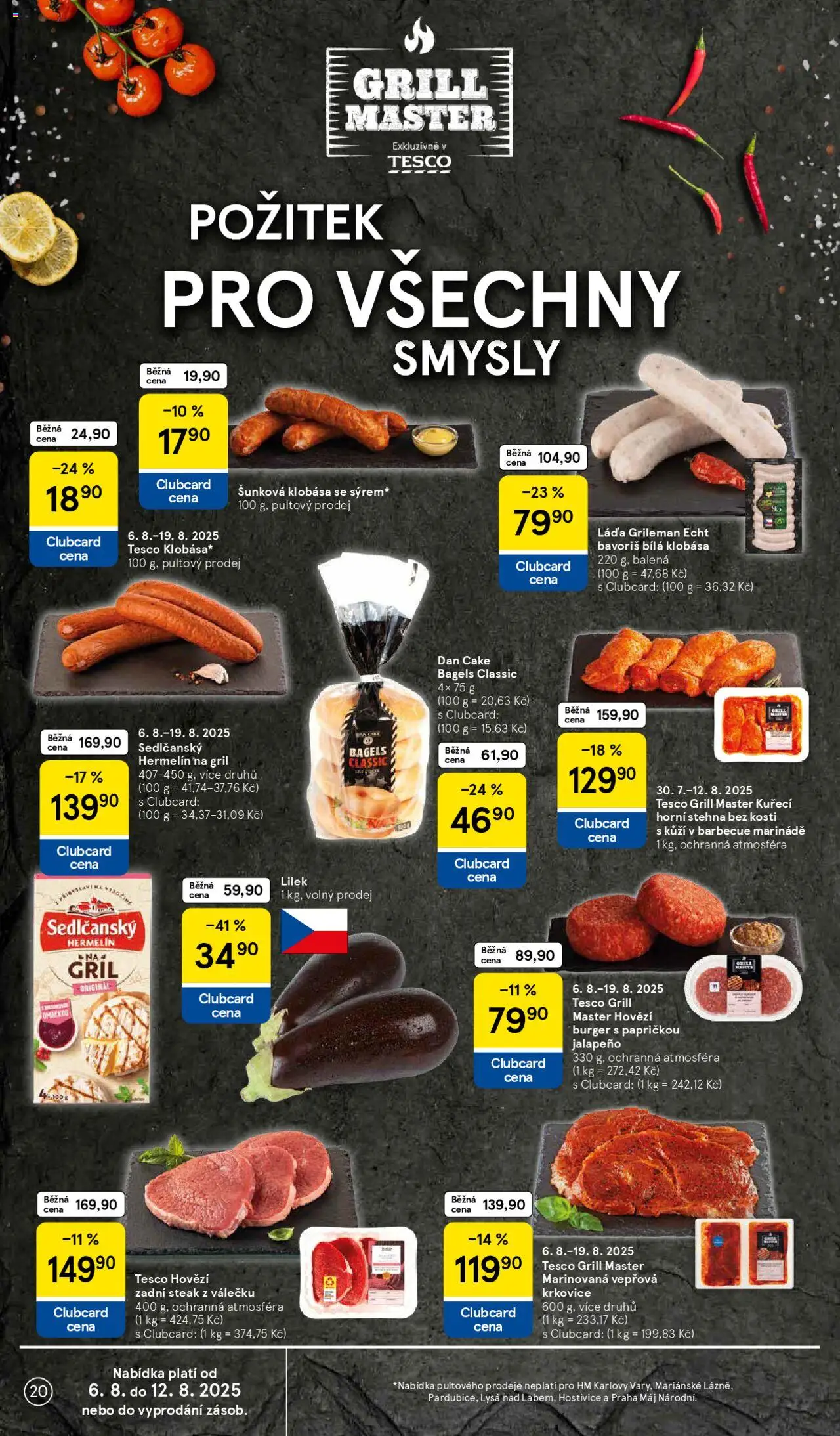 Tesco leták - Hypermarket od 06.08.2025 | Strana: 20 | Produkty: Lilek, Steak, Hovězí burger, Vepřová krkovice