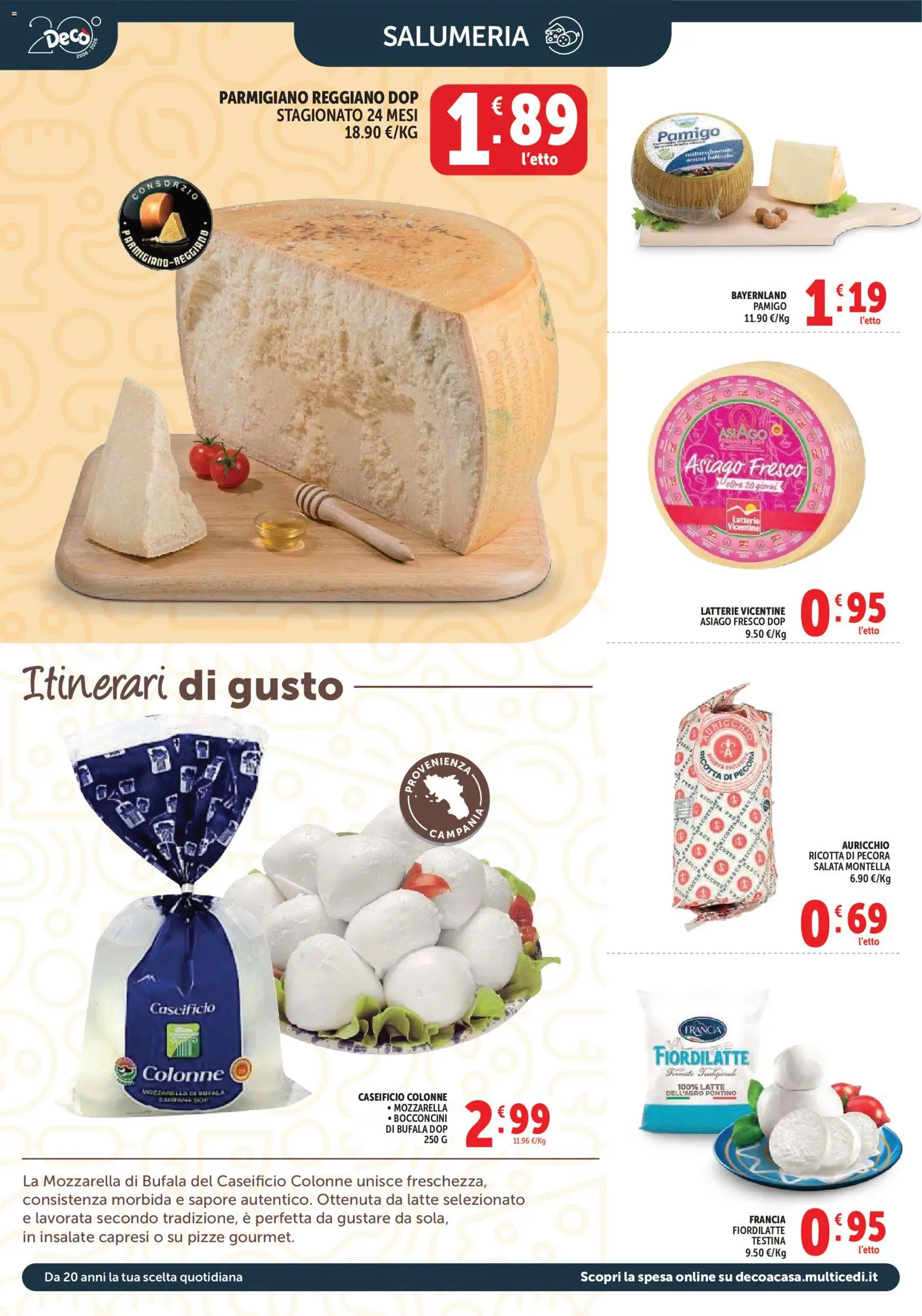 Volantino Decò del 27.03.2026 | Pagina: 8 | Prodotti: Mozzarella, Ricotta, Parmigiano reggiano, Parmigiano