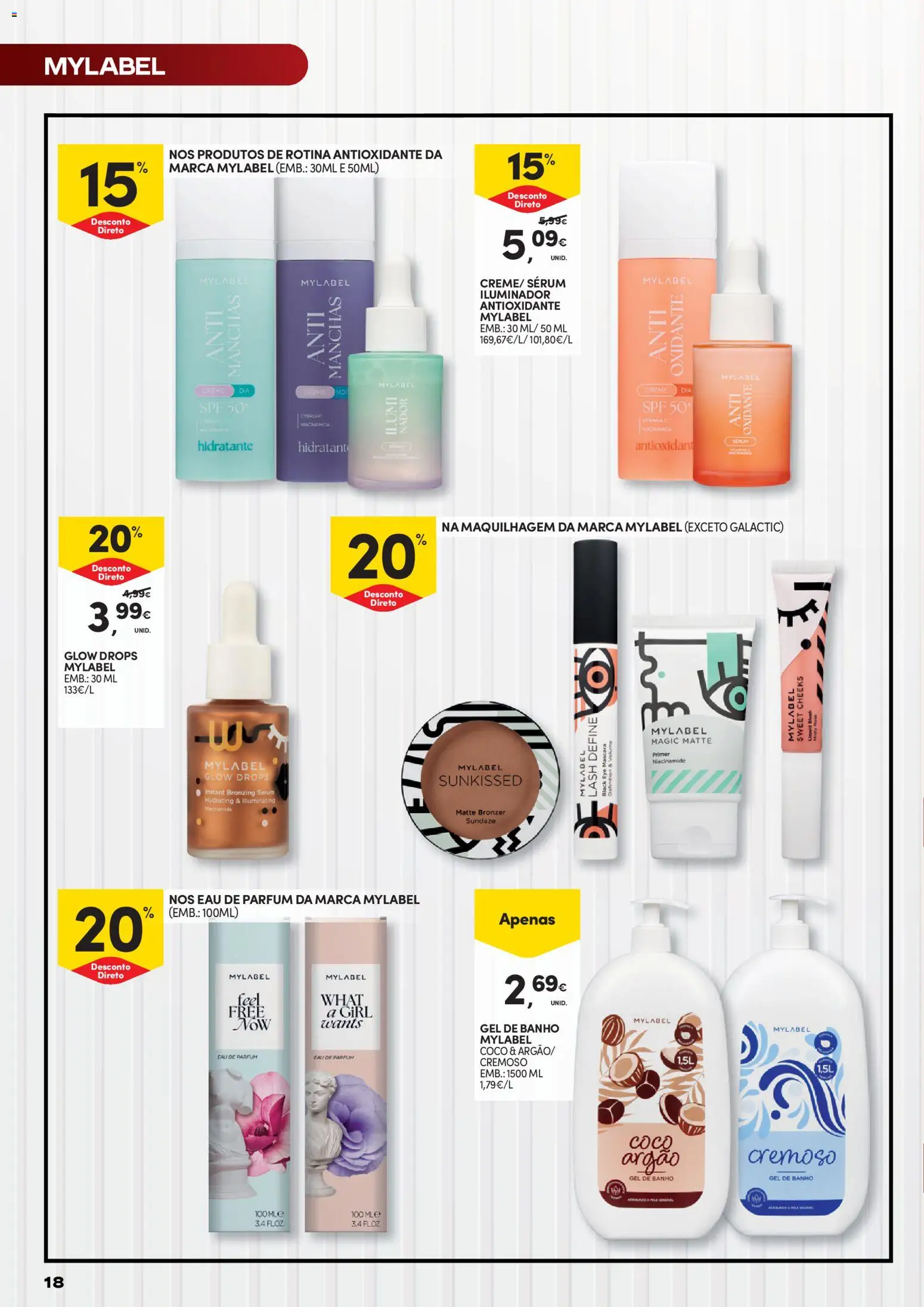 Continente Beleza Inspira-te na verdadeira beleza │ válido de 21.04.2026 | Página: 18 | Produtos: Primer, Gel de banho, Bronzer, Creme