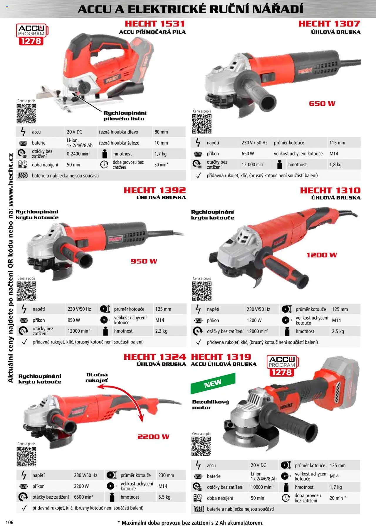 Hecht katalog - Podzim - zima 2025 od 01.09.2025 | Strana: 106 | Produkty: Hecht, Nářadí, Přímočará pila, Úhlová bruska