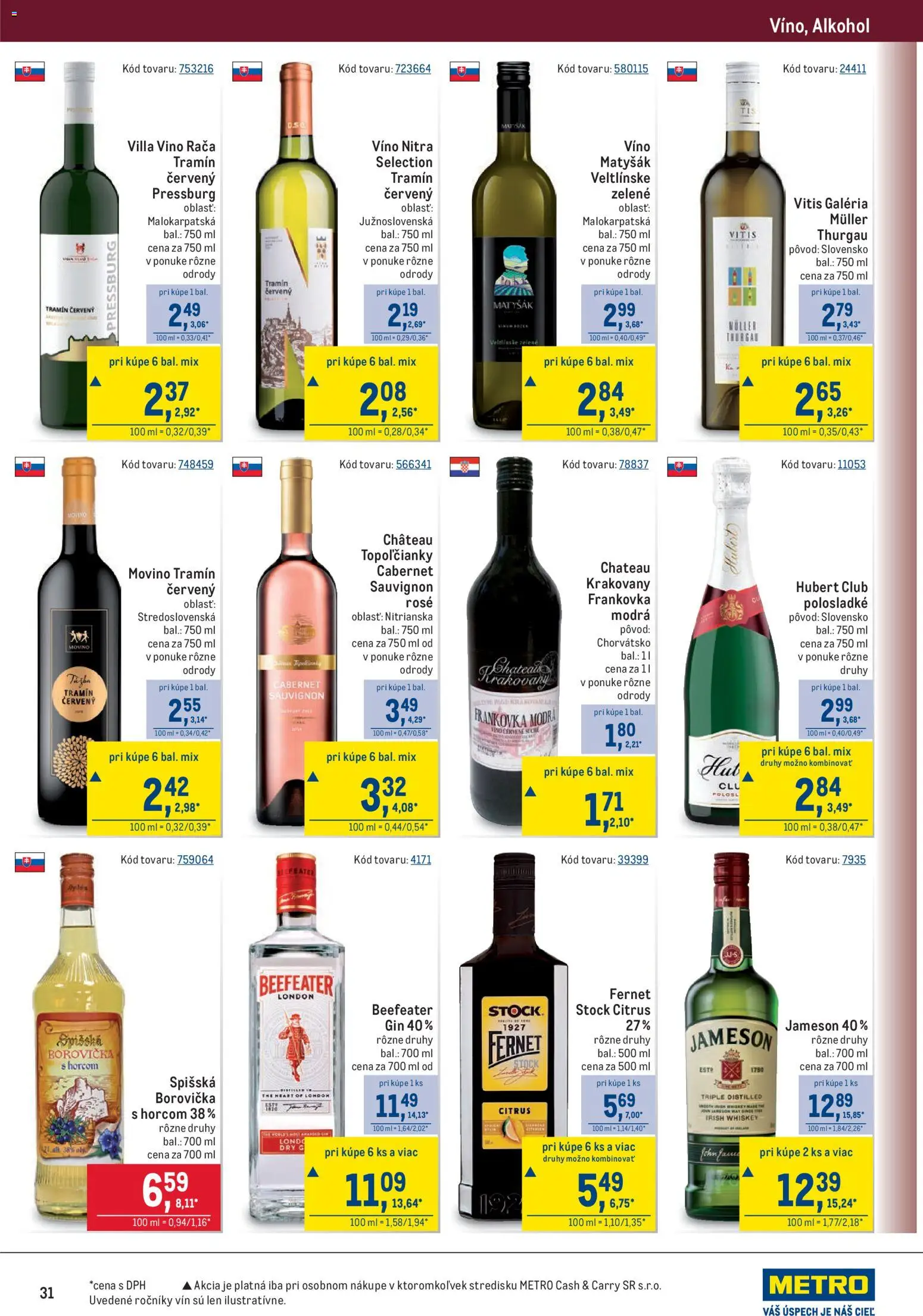 Nové Metro akcie – leták je platný od 25.03.2026 | Strana: 31 | Produkty: Jameson, Beefeater, Fernet, Alkohol