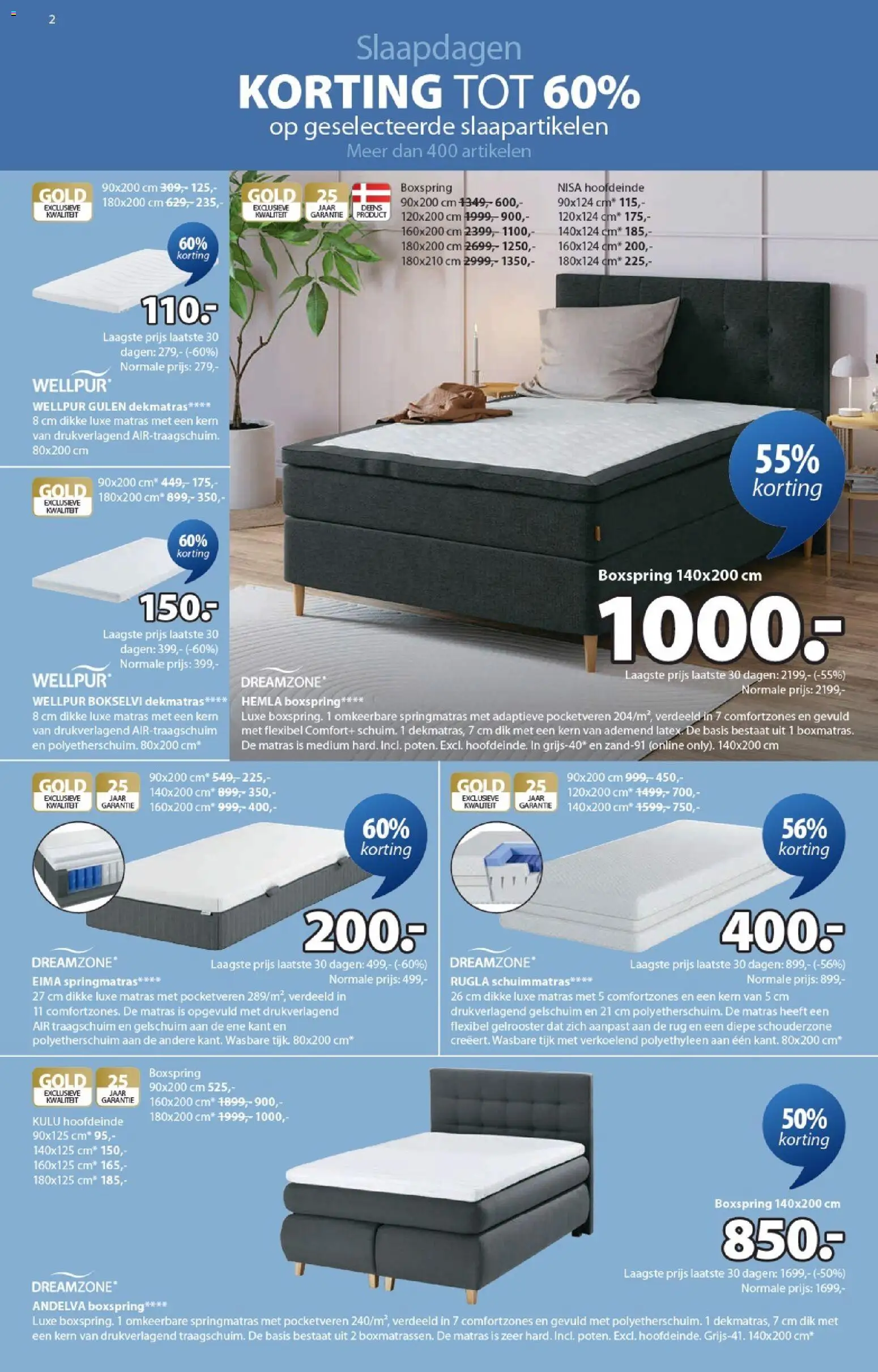 {H1} | Pagina: 2 | Producten: Matras