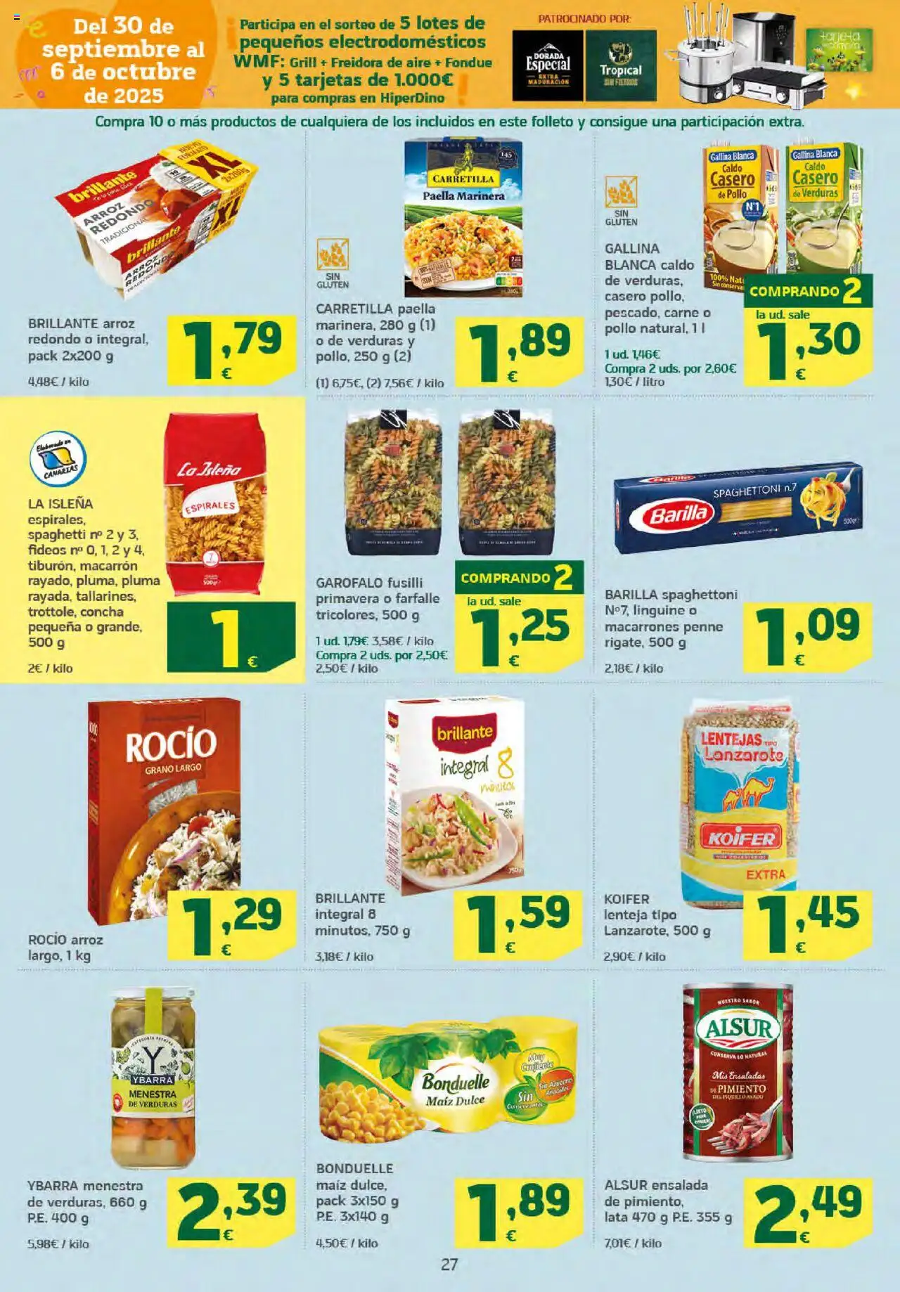 HiperDino folleto │ válido desde el 25.09.2025 | Página: 27 | Productos: Arroz, Κάδος απορρυμάτων, Ensalada, Freidora
