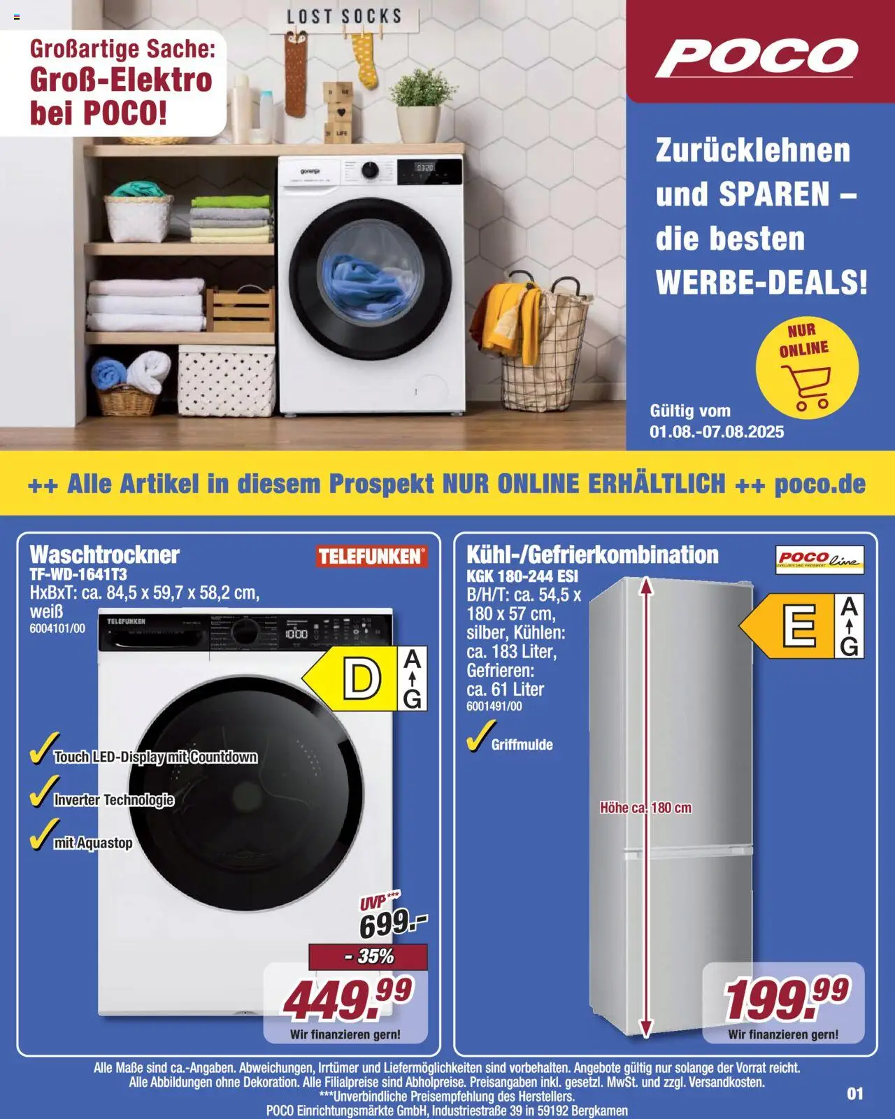 Poco Onlineprospekt - gültig ab dem 01.08.2025 | Seite: 1 | Produkte: Gorenje, Waschtrockner