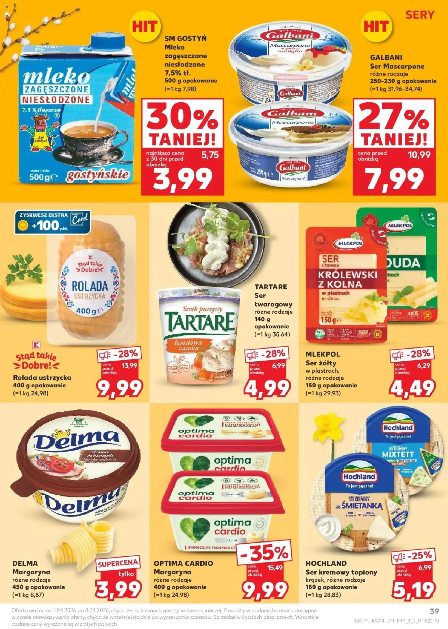 Kaufland gazetka od 01.04.2026 | Strona: 39 | Produkty: Serek, Rolada, Margaryna, Ser
