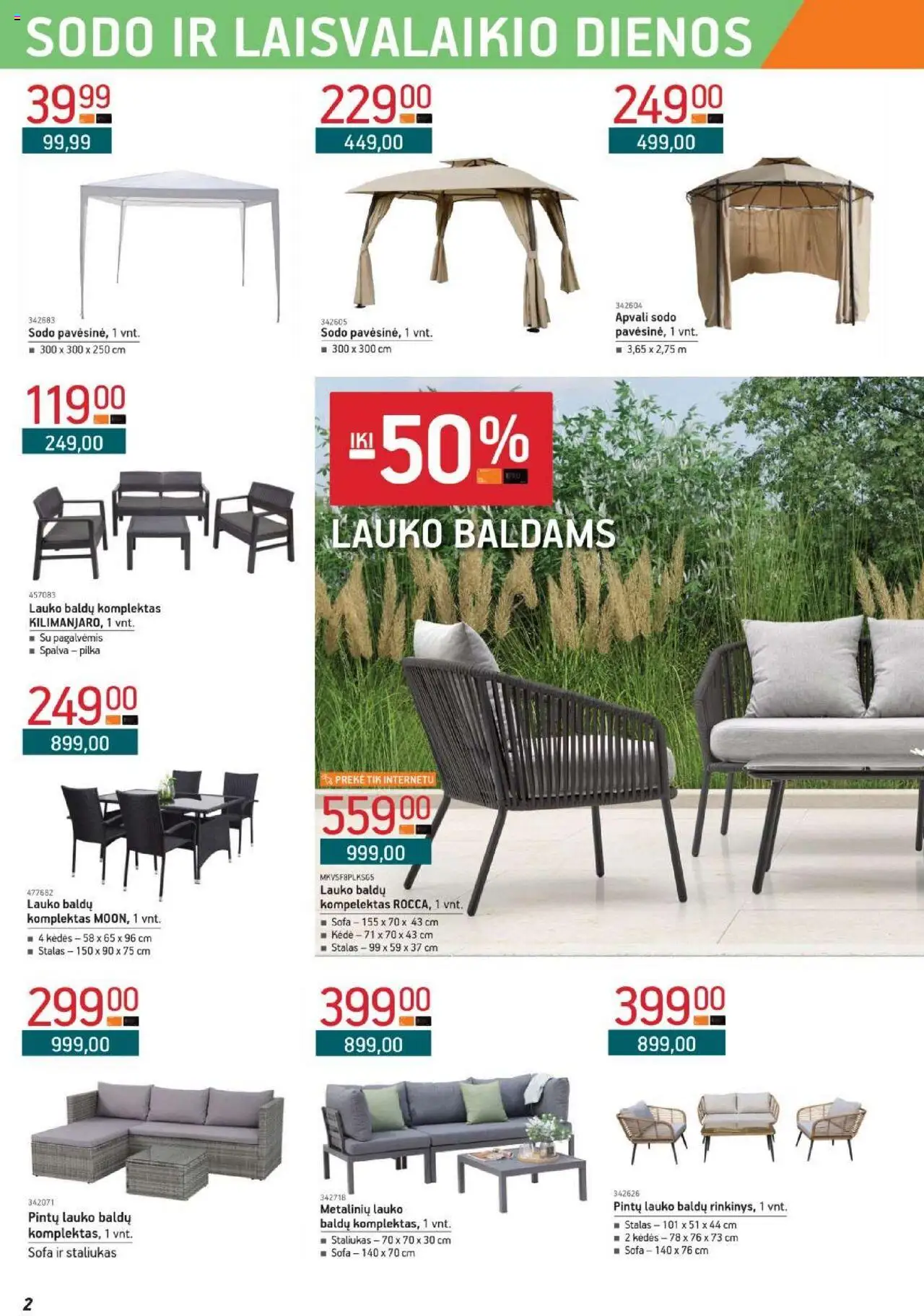 ERMITAŽAS leidinys│galioja nuo 02.06.2025 | Puslapis: 2 | Prekių: Sofa, Stalas, Kėdė