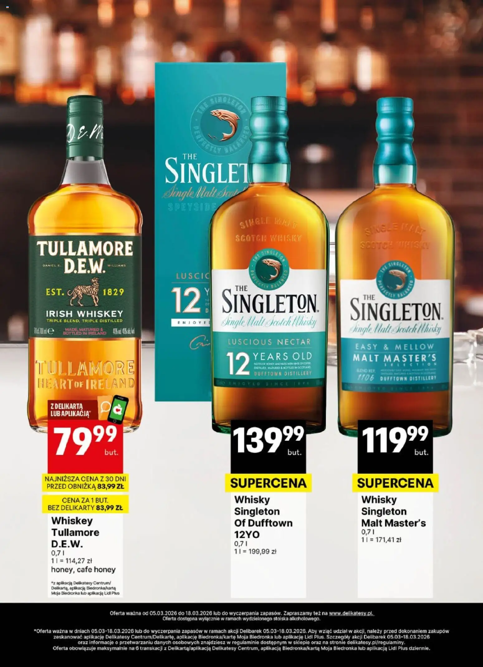 Delikatesy Centrum gazetka - DeliBarek od 05.03.2026 | Strona: 21 | Produkty: Delikatesy, Whisky Single Malt, Whisky