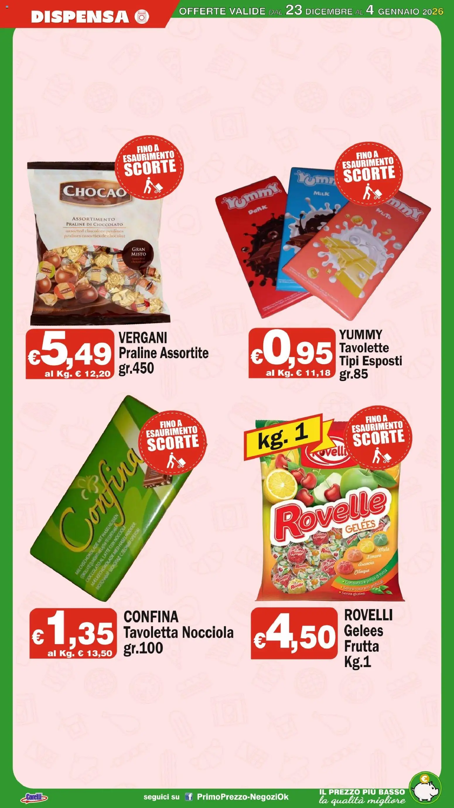 Volantino Primo Prezzo del 23.12.2025 | Pagina: 14 | Prodotti: Cioccolato, Tè, Frutta, Arancia