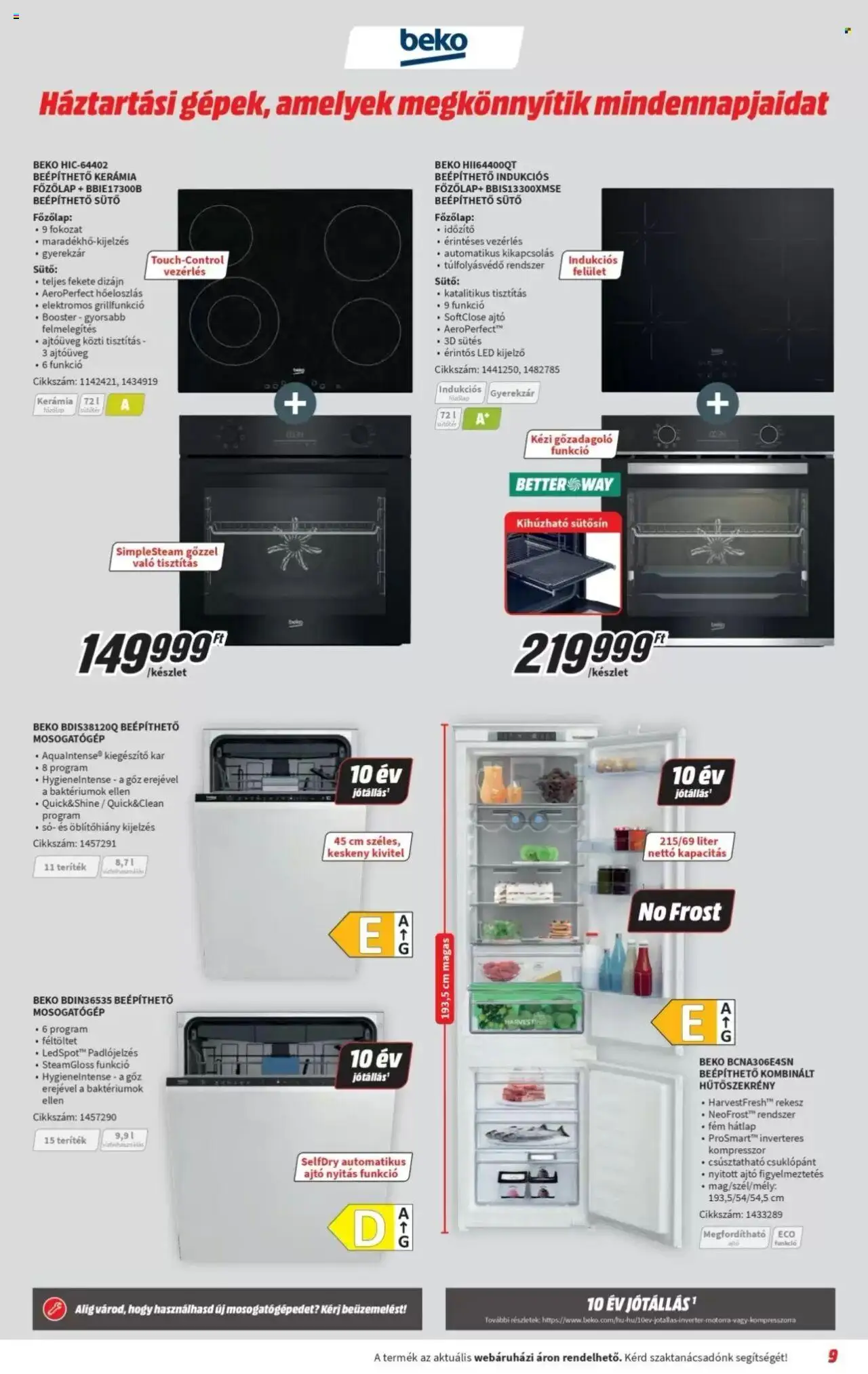 Media Markt akciós ujság - amely érvényes a következő dátumtól: 03.10.2025 | Oldal: 9 | Termékek: Hűtőszekrény, Mosogatógép, Indukciós főzőlap, Só