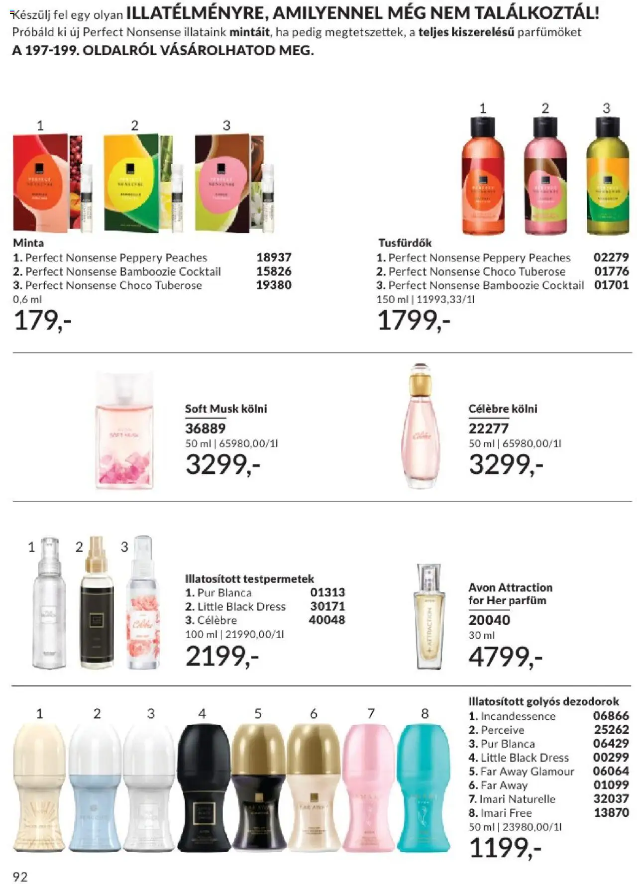 Avon akciós ujság - amely érvényes a következő dátumtól: 01.06.2025 | Oldal: 92 | Termékek: Body, Kölni, Roll-on, Parfüm