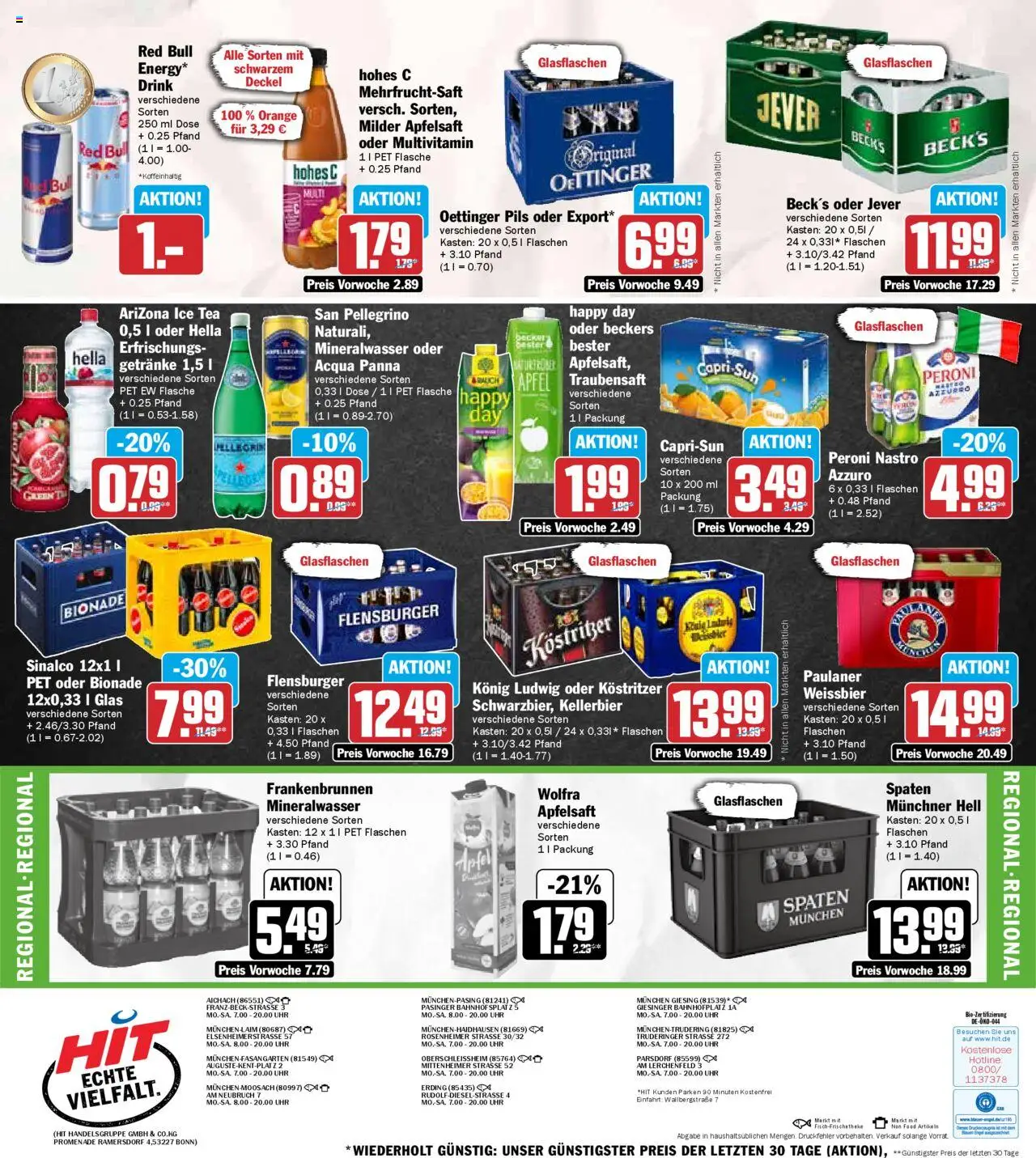 HIT - Bayern - gültig ab dem 18.08.2025 | Seite: 19 | Produkte: Red bull, Weißbier, Apfelsaft, Jever