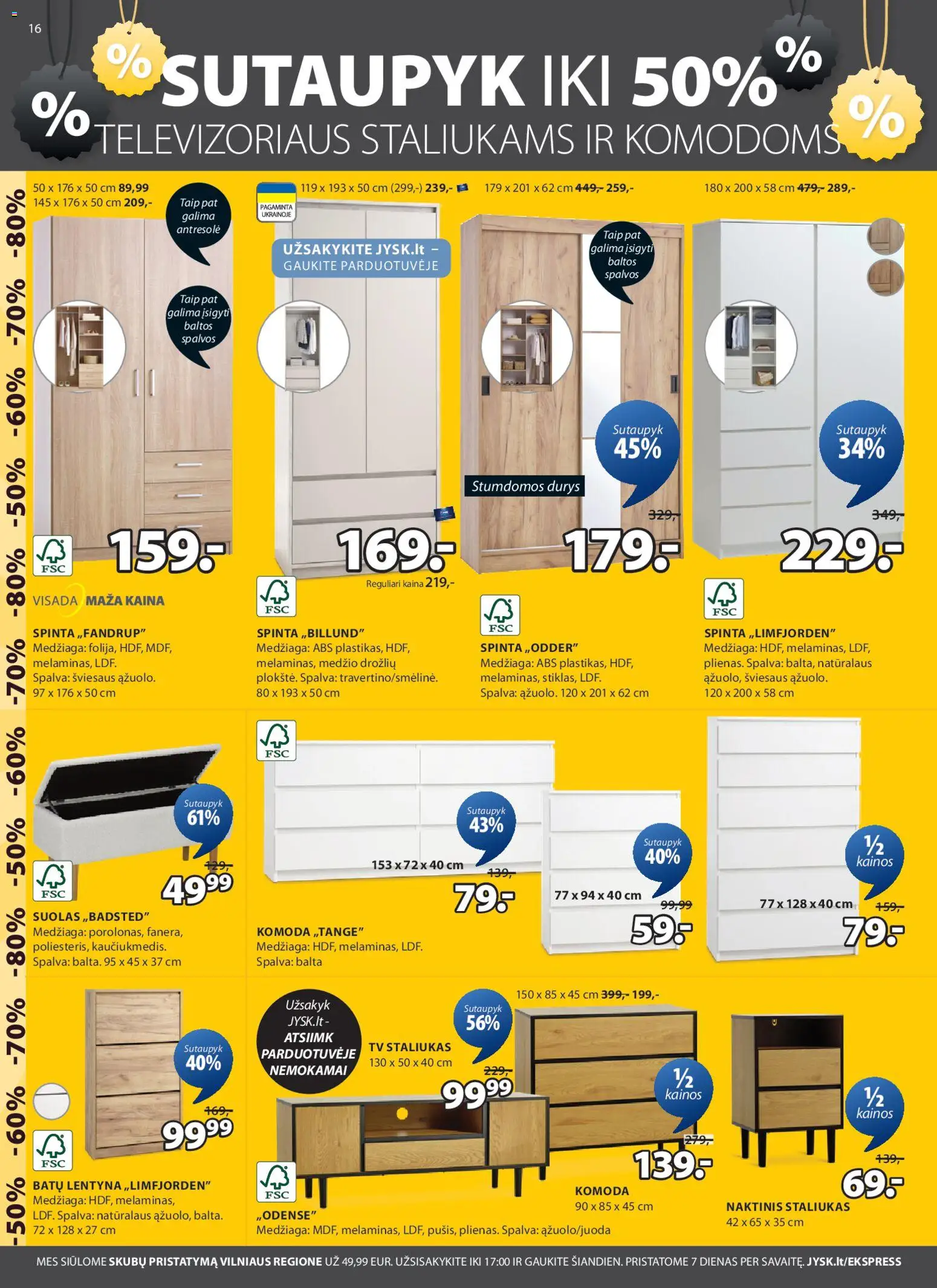JYSK akcijos nuo 03.02.2026 | Puslapis: 17 | Prekių: Spinta, Komoda, Naktinis staliukas, Tv