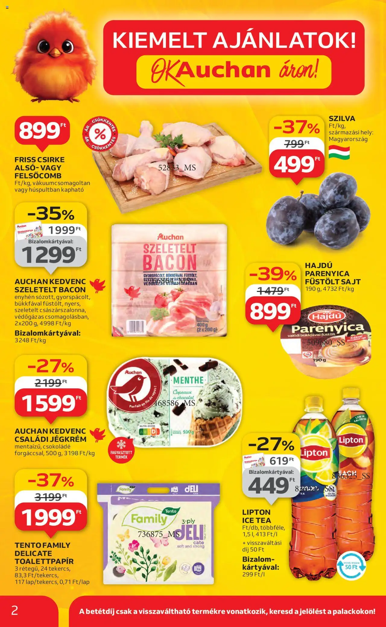 Auchan akciós ujság - amely érvényes a következő dátumtól: 14.08.2025 | Oldal: 2 | Termékek: Parenyica, Csokoládé, Tea, Jégkrém