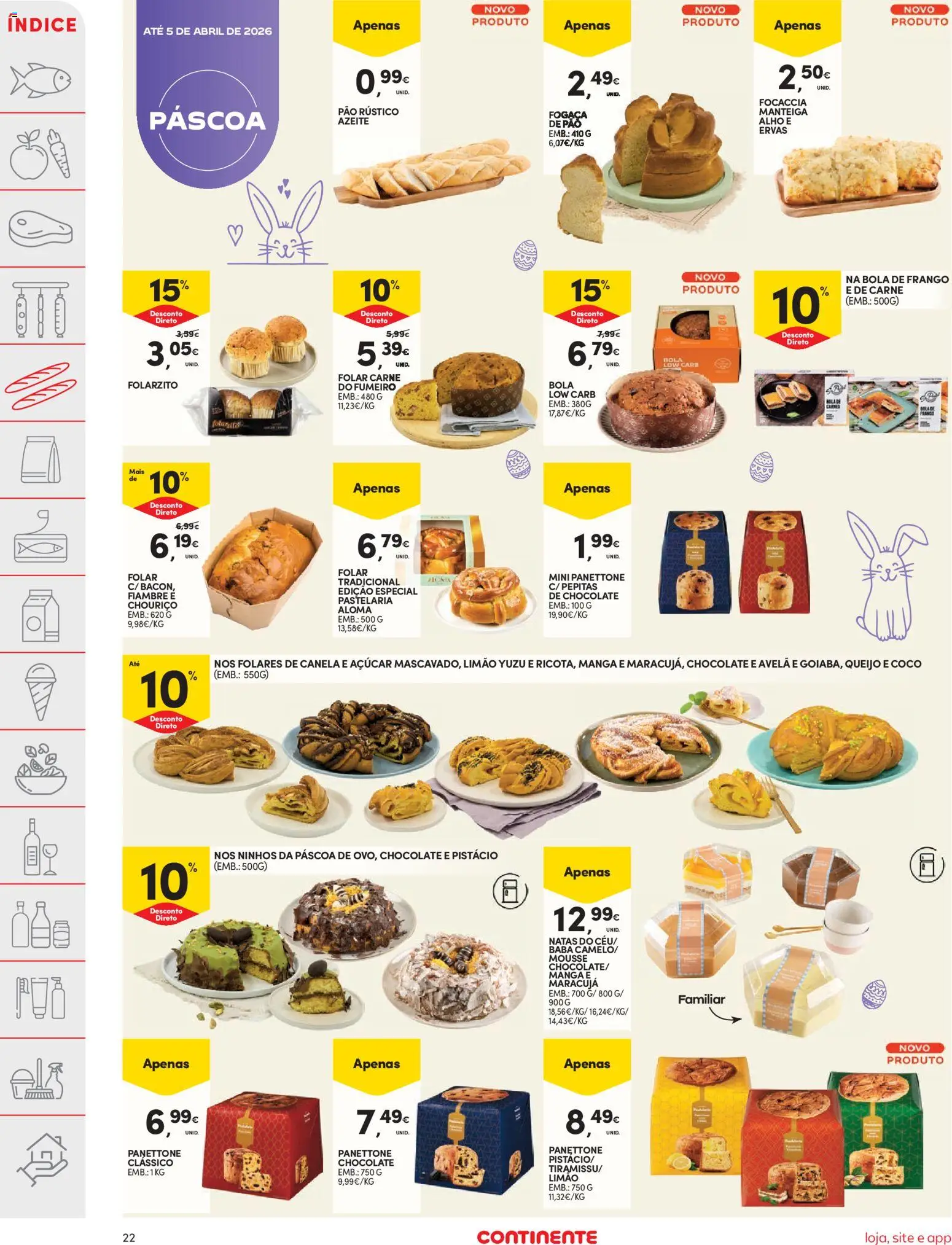 Continente folheto │ válido de 31.03.2026 | Página: 22 | Produtos: Canela, Pão, Carne, Natas