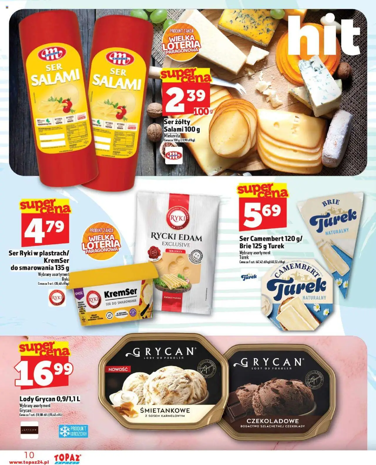 Topaz Gazetka - Express od 18.09.2025 | Strona: 10 | Produkty: Ser żółty, Czekolady, Lody Grycan, Ser
