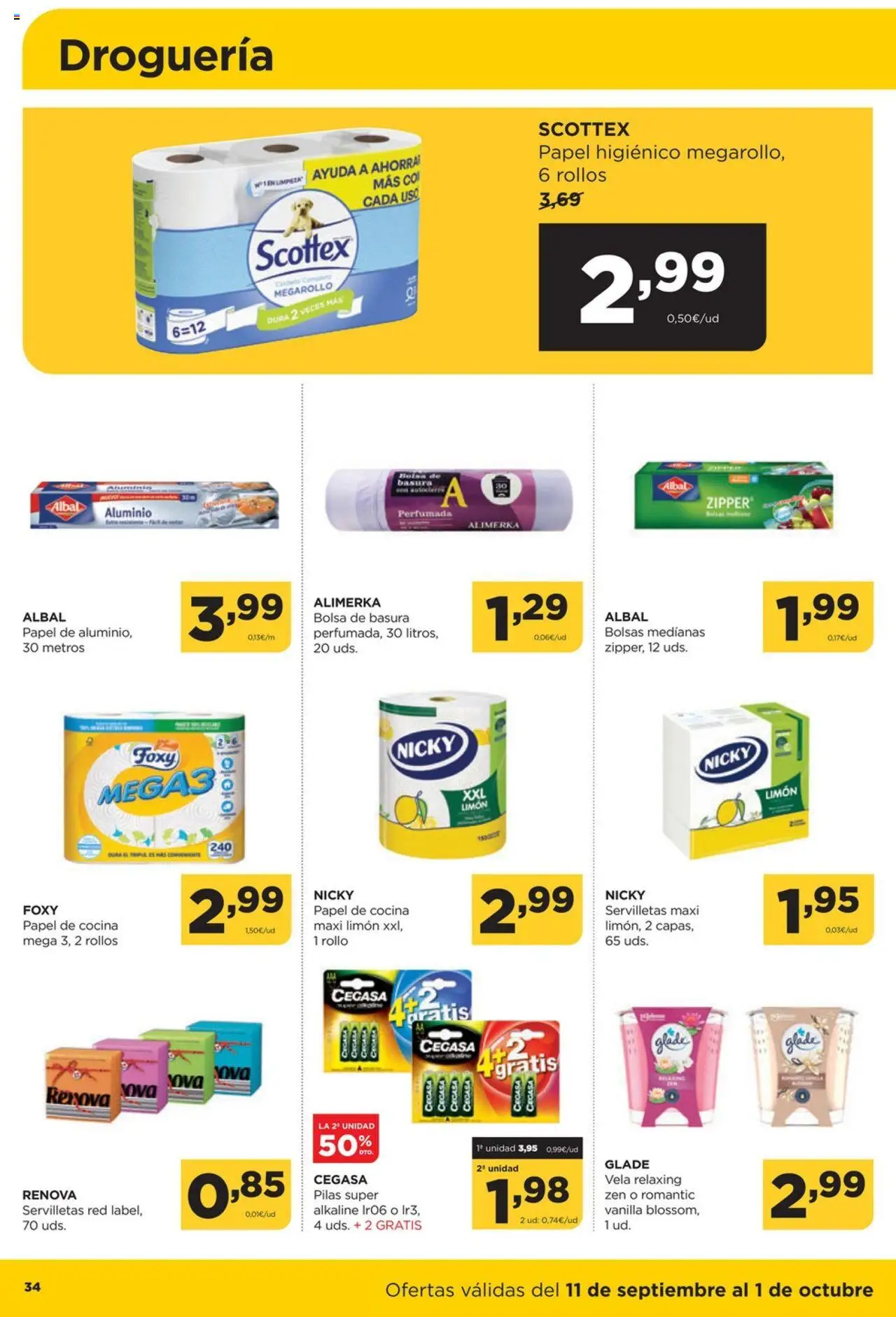 Alimerka folleto Asturias │ válido desde el 11.09.2025 | Página: 34 | Productos: Papel higienico, Vela, Bolsa, Cocina