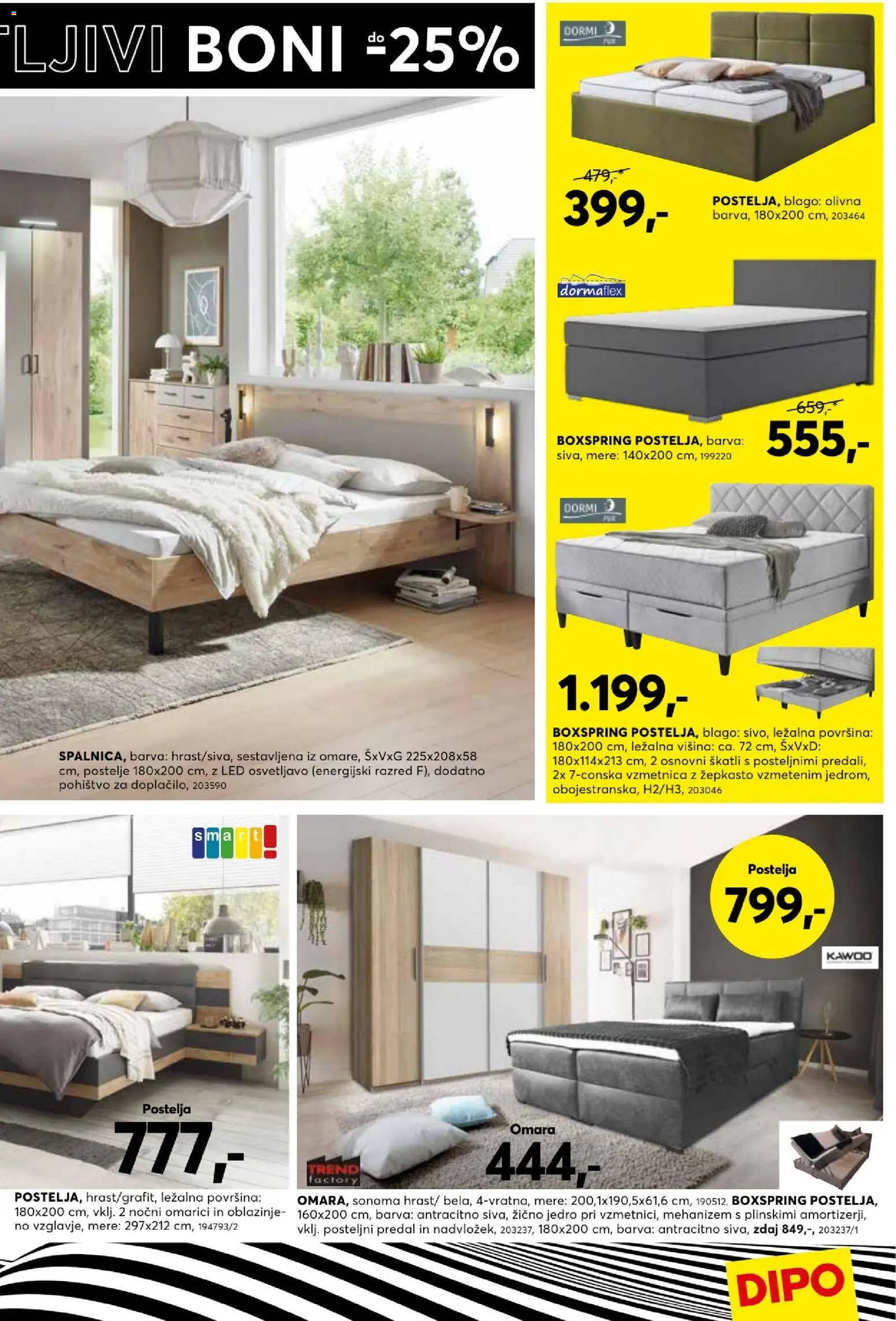 Novi Dipo katalog ponudbe – veljaven od 25.03.2026 | Stran: 9 | Izdelki: Pohištvo, Postelja, Omara, Barva