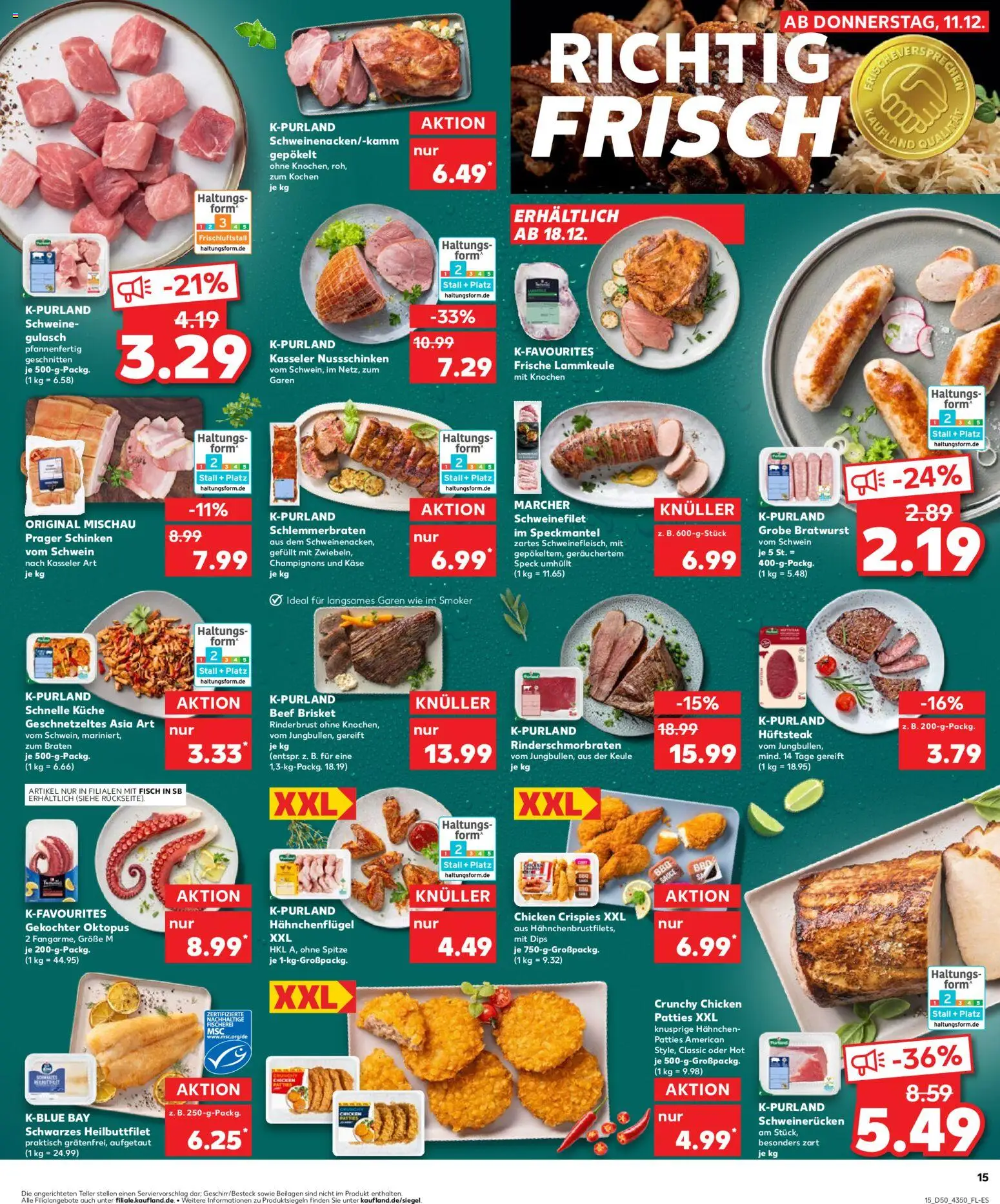 Kaufland prospekt Potsdam	 – gültig ab 11.12.2025 | Seite: 15 | Produkte: Hahnchen, Käse, Schweinefilet, Gulasch