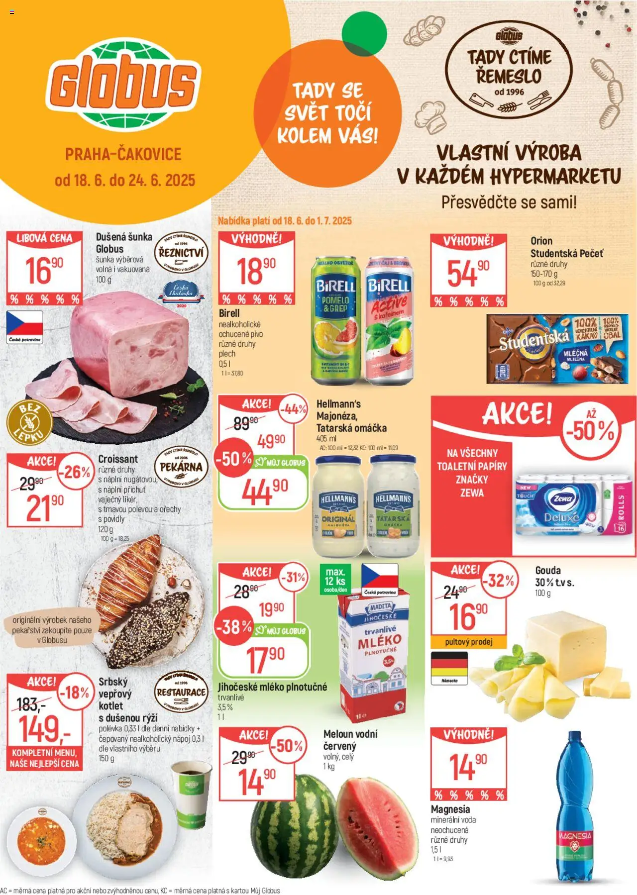 Globus leták od 18.06.2025 | Strana: 1 | Produkty: Gouda, Birell, Ořechy, Tatarská omáčka