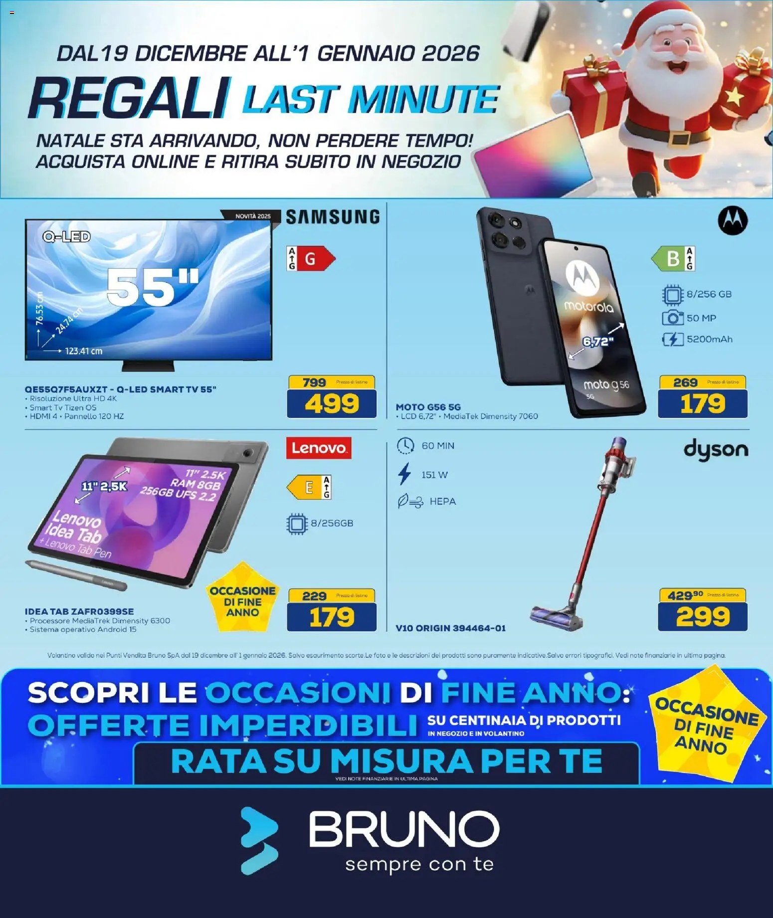Volantino BRUNO del 19.12.2025 | Pagina: 1 | Prodotti: smart TV, TV, Dyson, Samsung