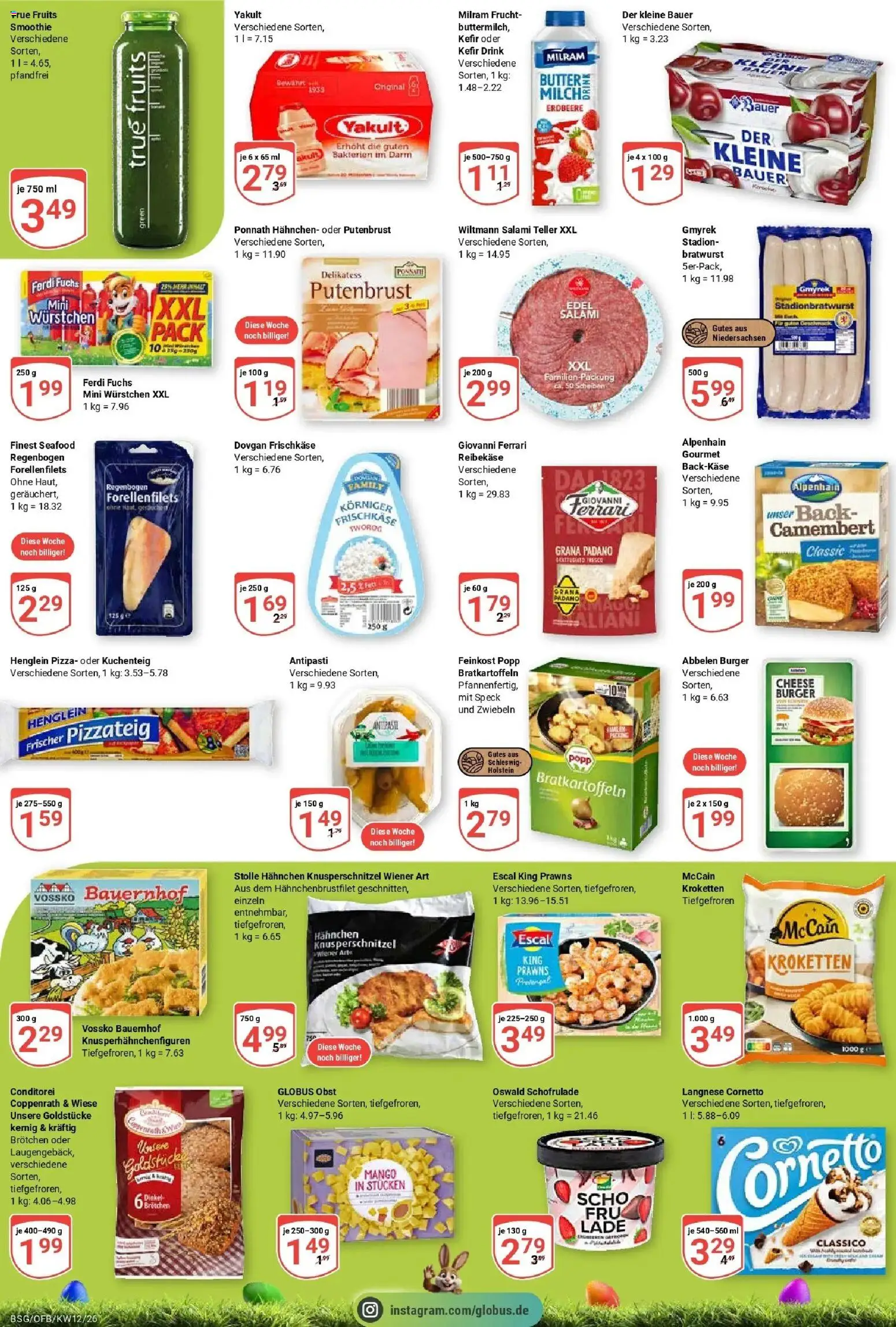 Globus prospekt Braunschweig	 – gültig ab 15.03.2026 | Seite: 3 | Produkte: Langnese, Kefir, Bratwurst, Milram