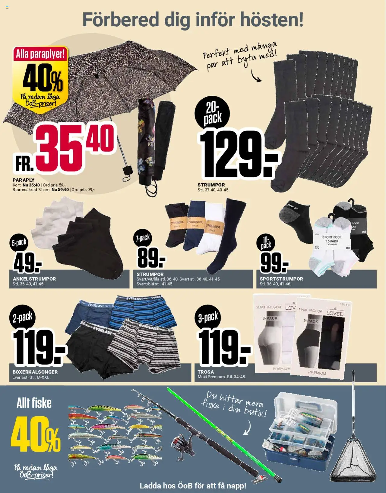 ÖoB reklamblad aktuell från 25.08.2025 | Sida: 10 | Produkter: Trosor, Strumpor, Paraply
