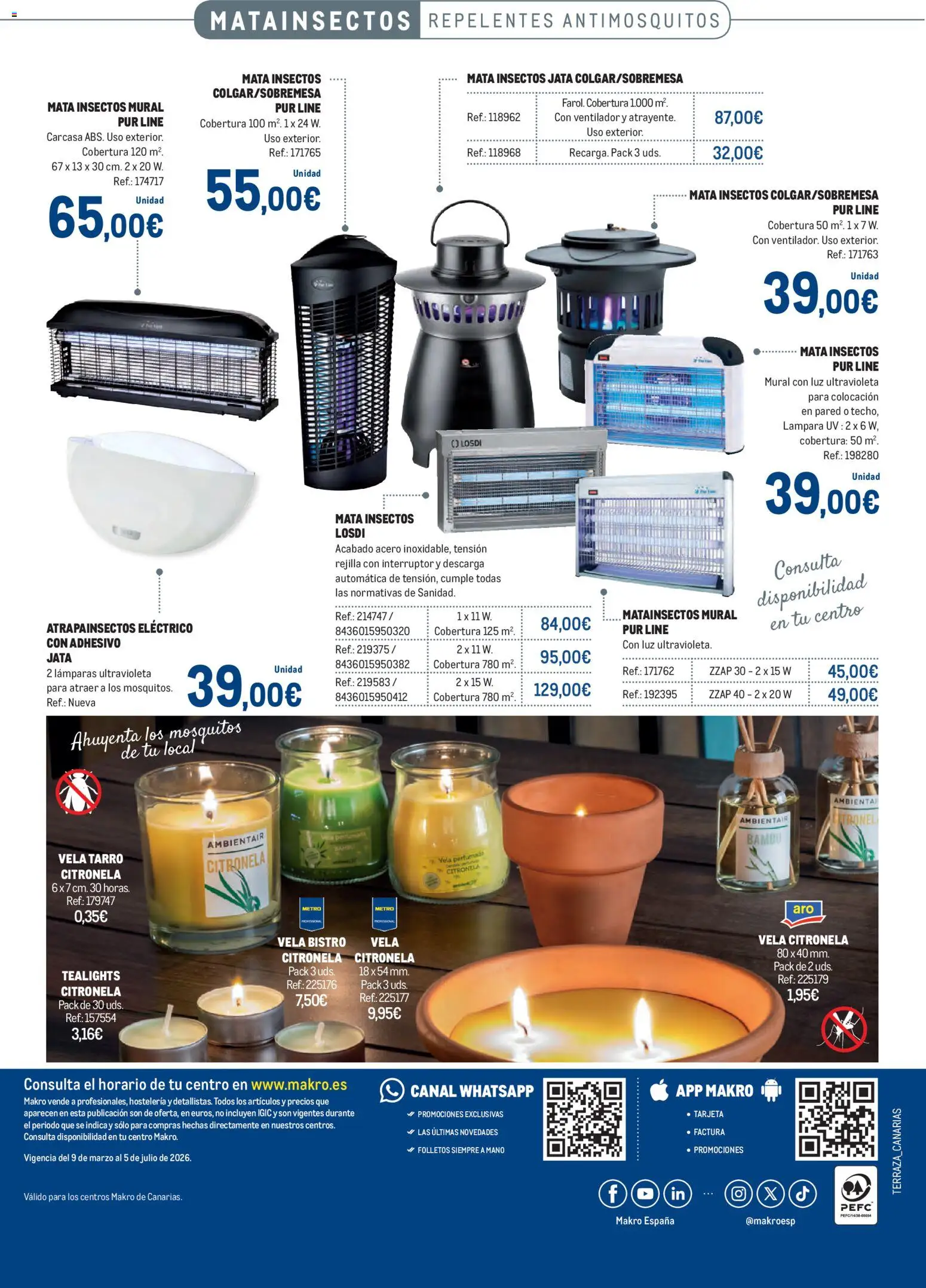 Makro - Especial Terrazas Canarias │ válido desde el 09.03.2026 | Página: 44 | Productos: Vela, Ventilador, Απορρυπαντικό ρούχων σε σκόνη, Lámpara