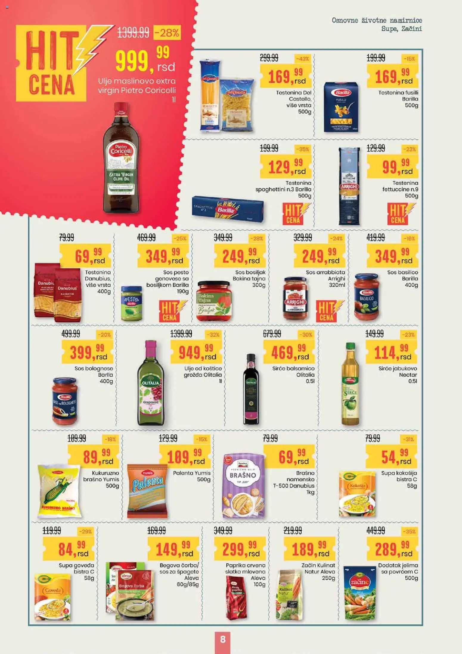 Aroma Market katalog - važi od 16.04.2026 | Strana: 8 | Proizvode: Testenina, Brašno, Sos, Sirće
