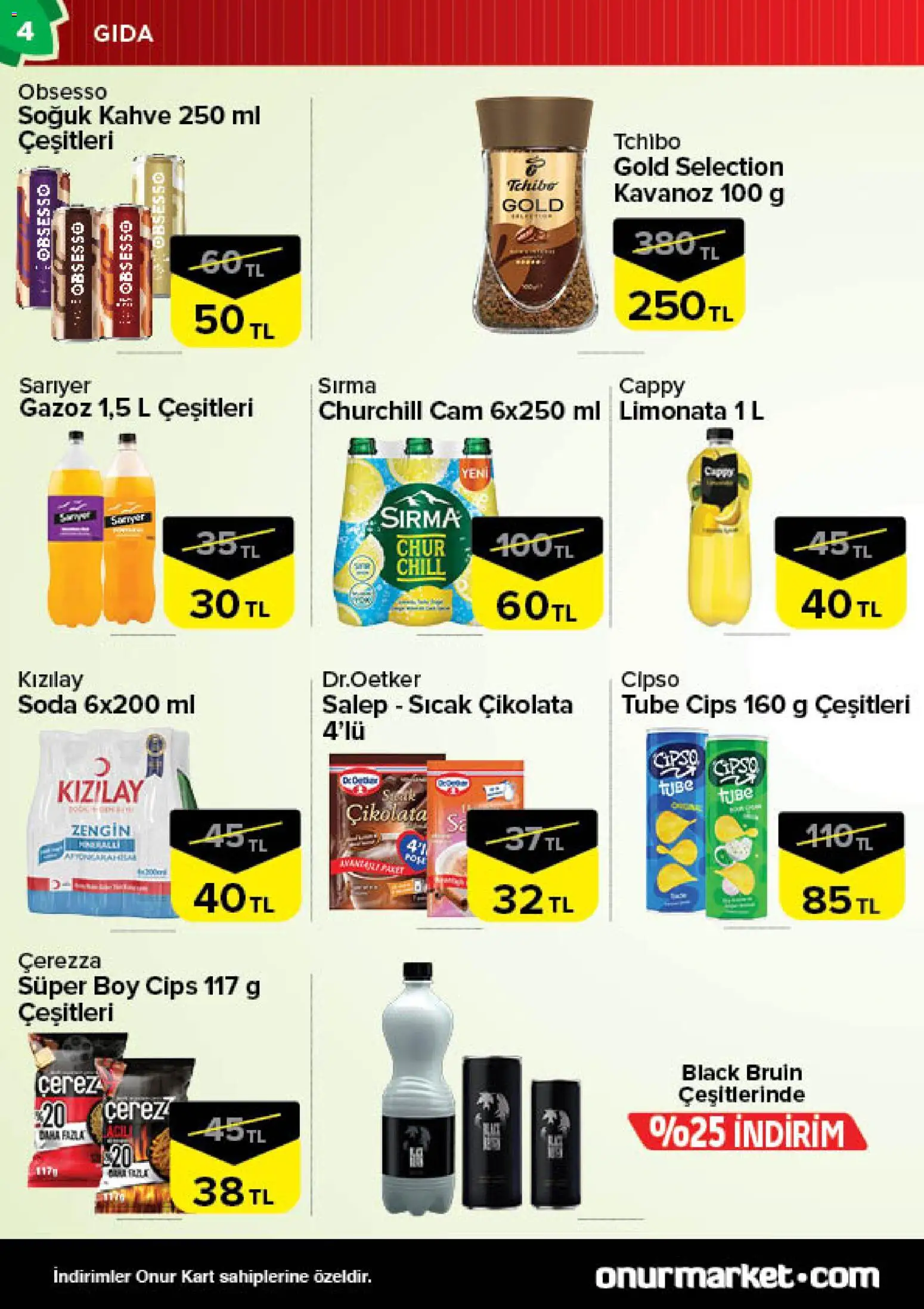 Onur Market Katalog -Trakya - 02.01.2026 tarihinden itibaren geçerlidir | Sayfa: 4 | Ürünler: Limonata, Kahve, Çikolata, Soda