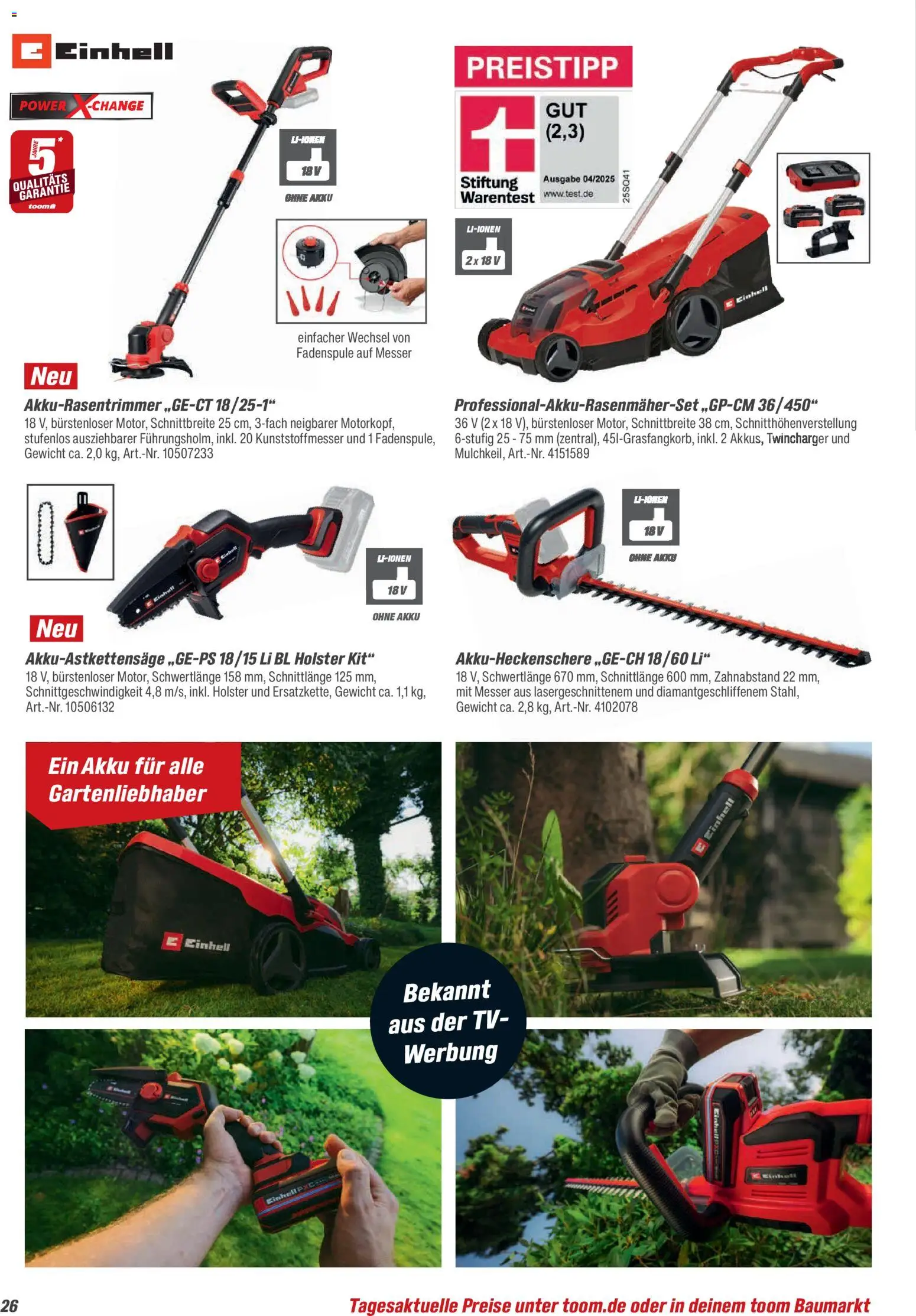 Toom Baumarkt Gartenpflege & Teich 2026 – gültig ab 20.02.2026 | Seite: 26 | Produkte: Gewicht, TV