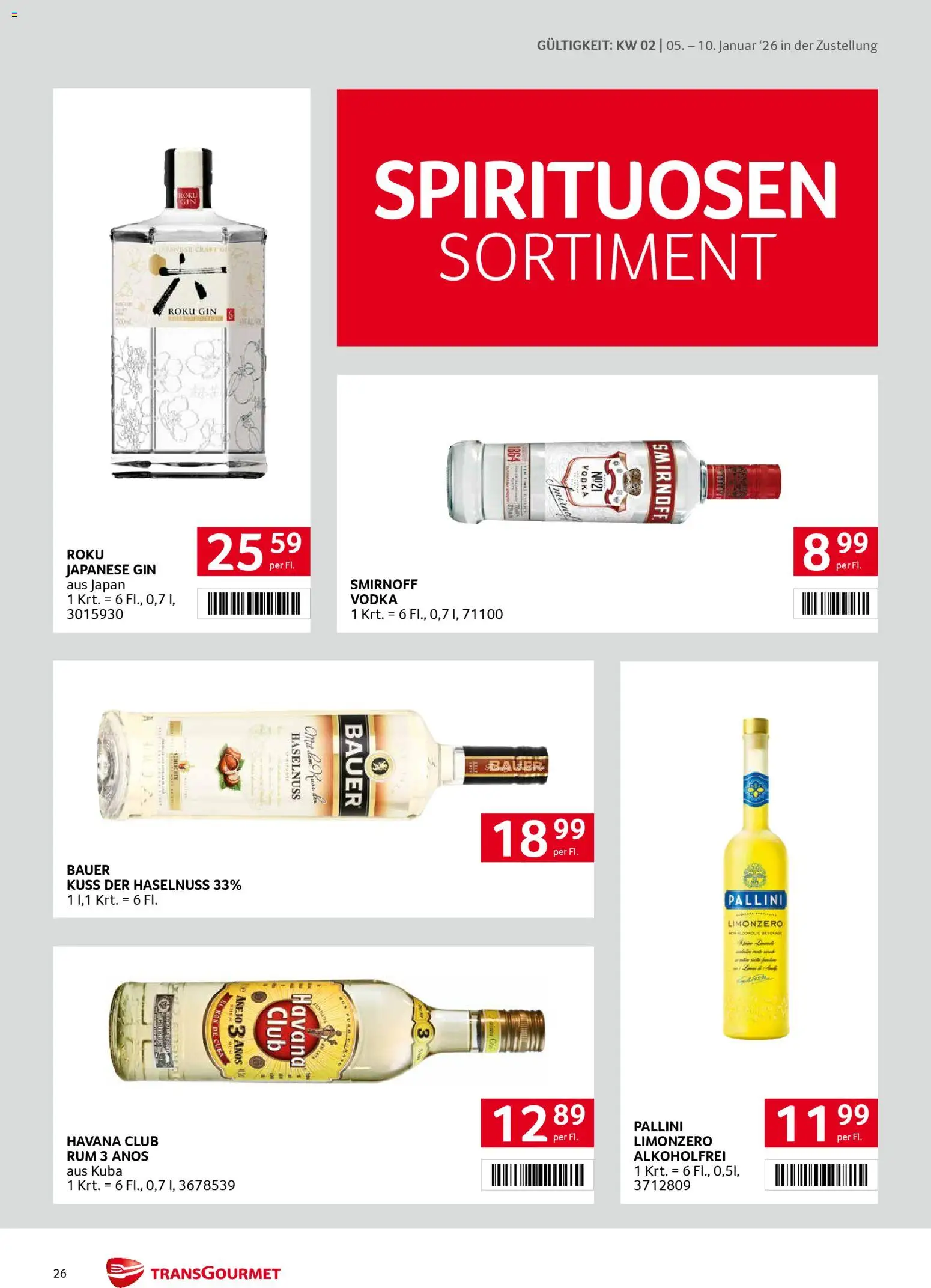 Transgourmet Zustellaktion gültig ab 05.01.2026 | Seite: 26 | Produkte: Gin