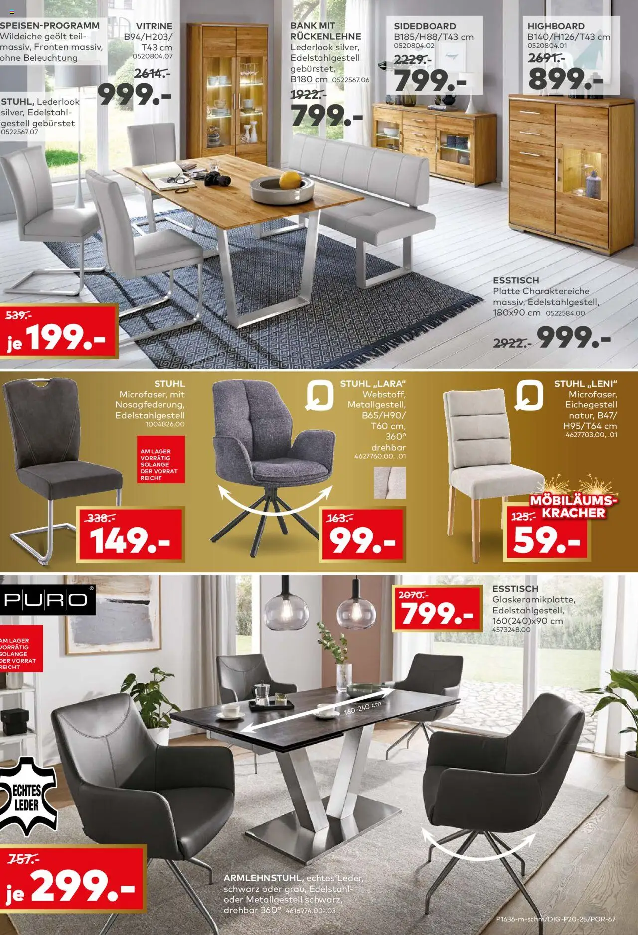 Porta! Prospekt Möbiläum  – gültig ab 05.10.2025 | Seite: 9 | Produkte: HIghboard, Esstisch, Vitrine, Stuhl