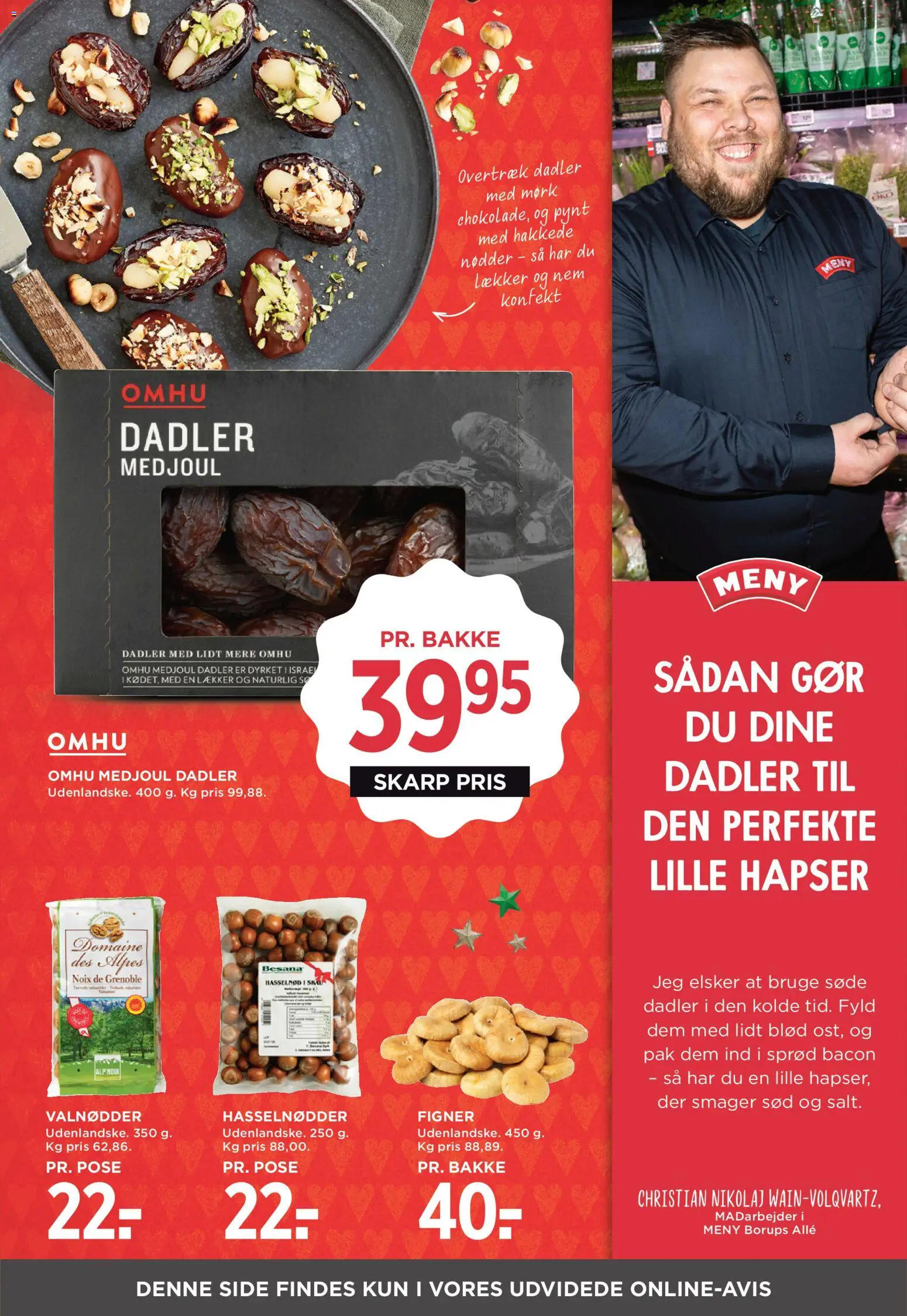 Meny tilbudsavis – gyldig fra 14.11.2025 | Side: 13 | Produkter: Valnødder, Hasselnødder, Bacon, Dadler