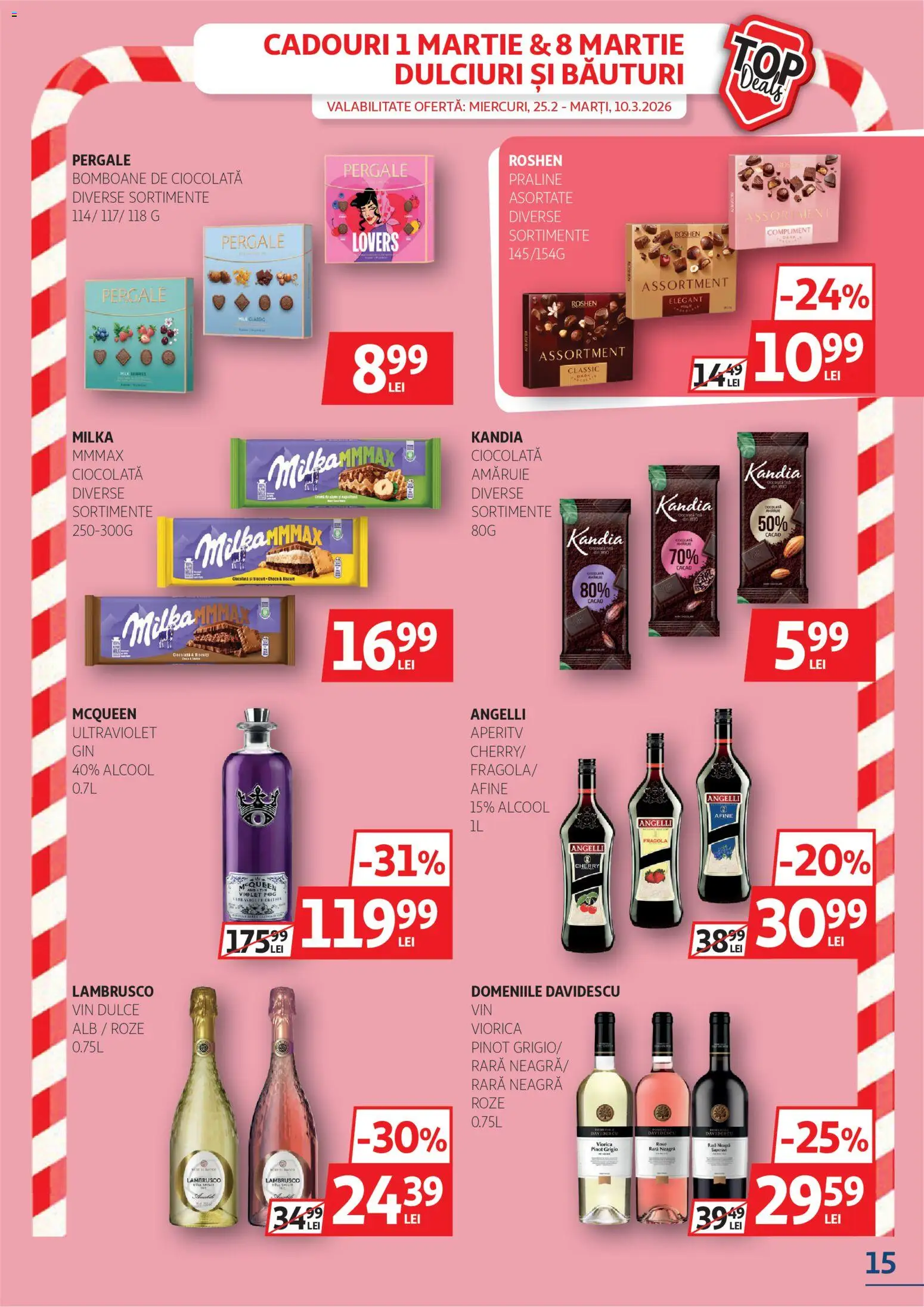 Noul catalog Auchan – valabil de la 25.02.2026 | Pagină: 15 | Produse: Afine, Praline, Ciocolată, Vin