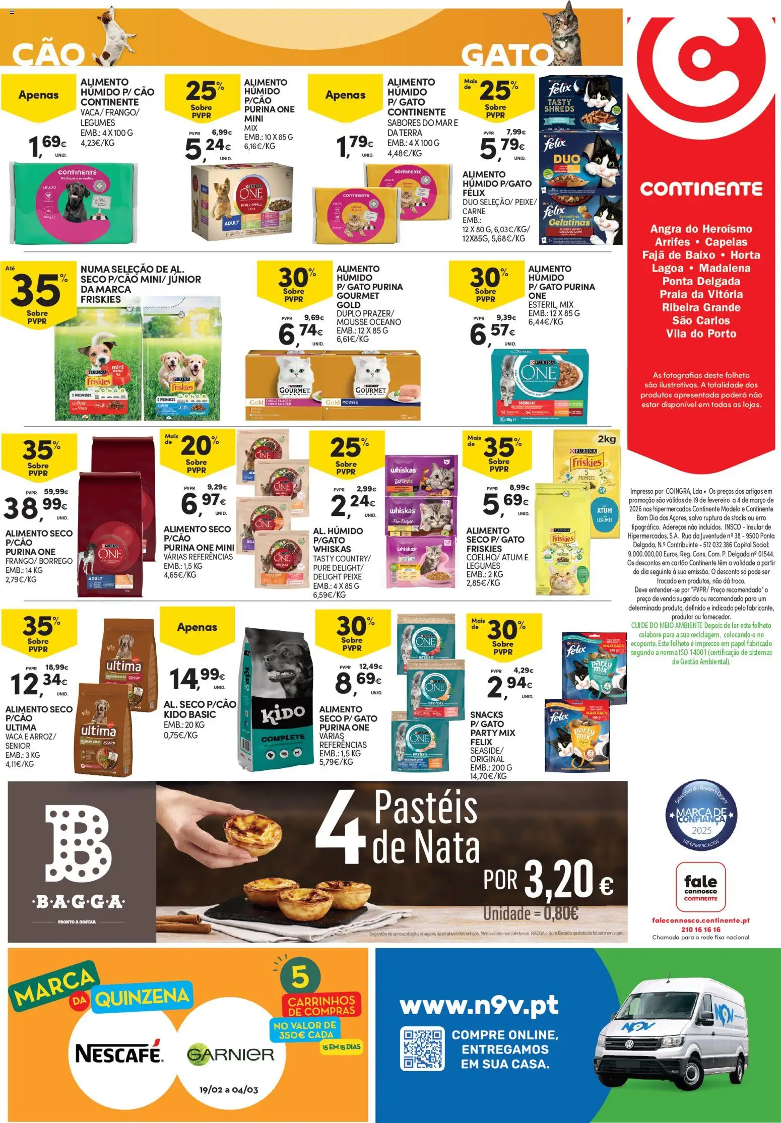 Continente - Açores │ válido de 19.02.2026 | Página: 32 | Produtos: Atum, Purina one, Peixe, Nata