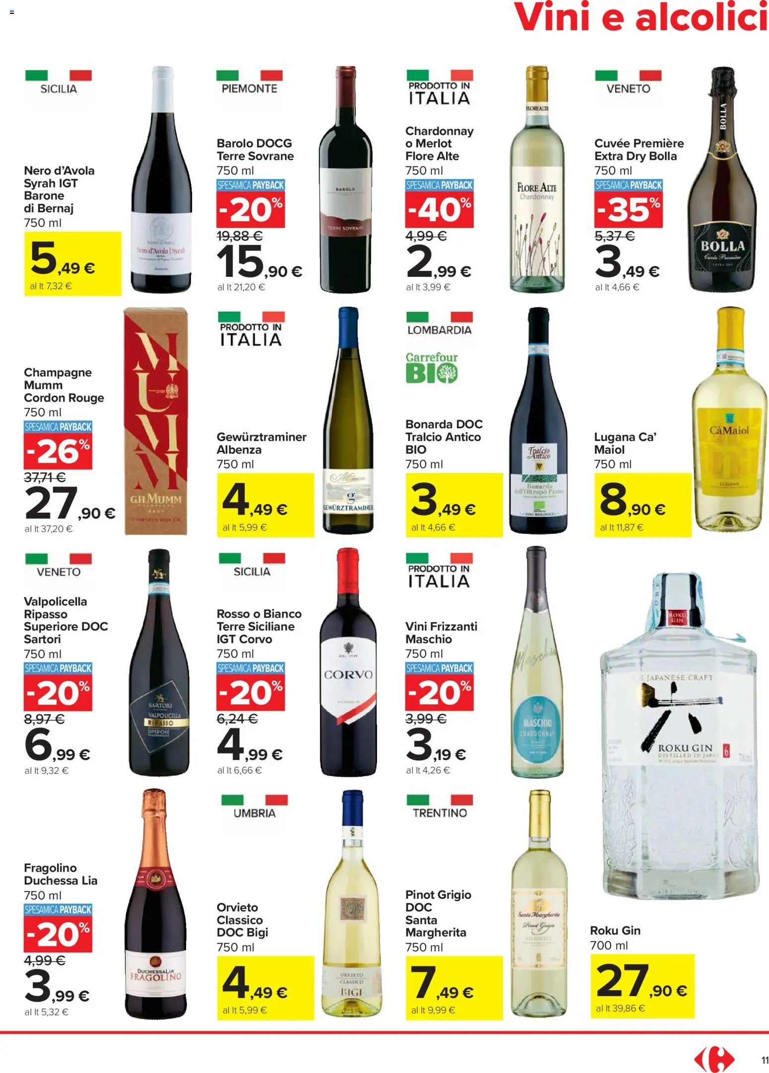 Volantino Carrefour del 27.12.2025 | Pagina: 11 | Prodotti: Gin, Champagne