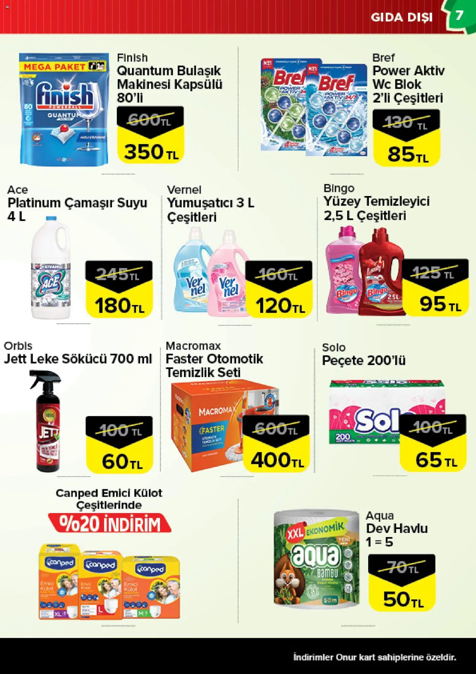 Onur Market Katalog - 24.03.2026 tarihinden itibaren geçerlidir | Sayfa: 7 | Ürünler: Yumuşatıcı, Yüzey temizleyici, Külot