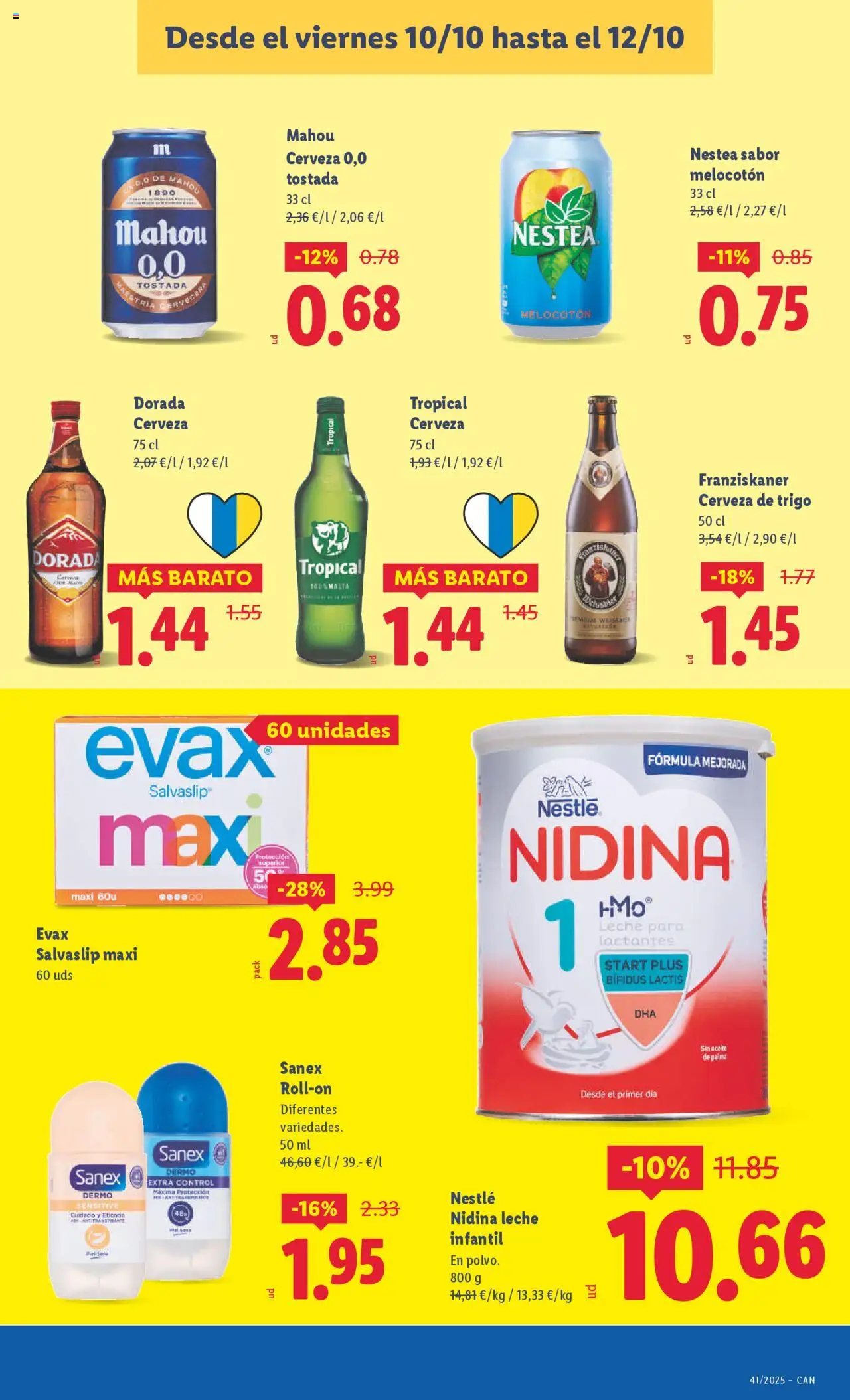 Lidl - Canarias │ válido desde el 06.10.2025 | Página: 33 | Productos: Leche, Aceite, Cerveza
