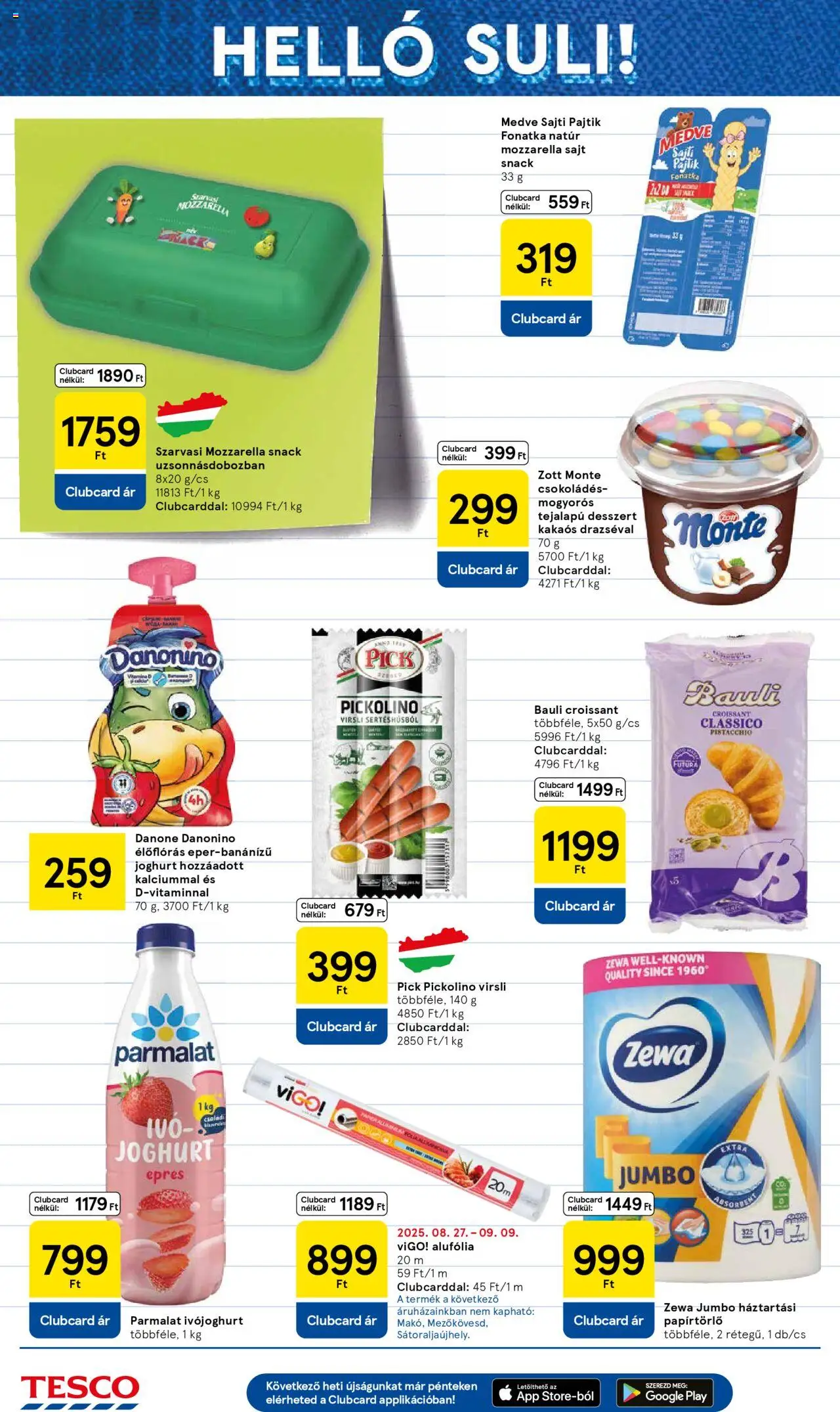Tesco akciós ujság - amely érvényes a következő dátumtól: 04.09.2025 | Oldal: 12 | Termékek: Ivójoghurt, Mozzarella, Papírtörlő, Pick