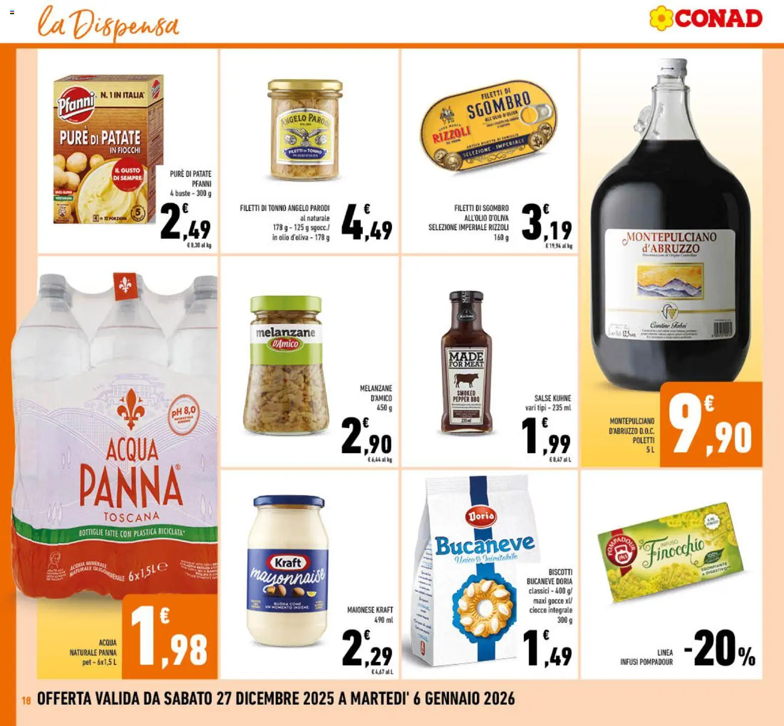 Volantino Conad del 27.12.2025 | Pagina: 18 | Prodotti: Maionese, Olio, Acqua naturale, Tonno