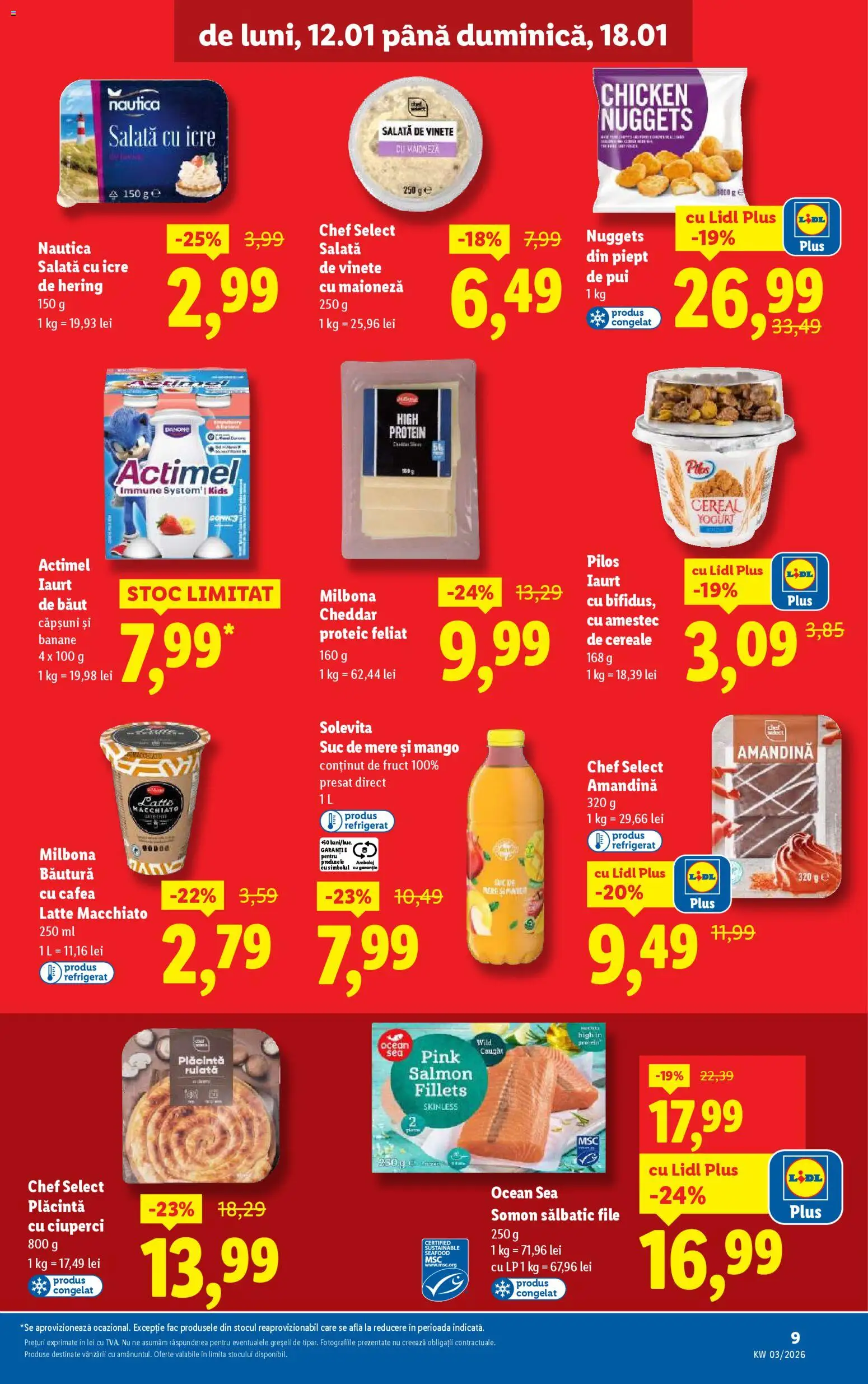 Noul catalog Lidl – valabil de la 12.01.2026 | Pagină: 9 | Produse: Hacıyatmaz Kedi Oyuncağı, Plăcintă, Iaurt, Suc