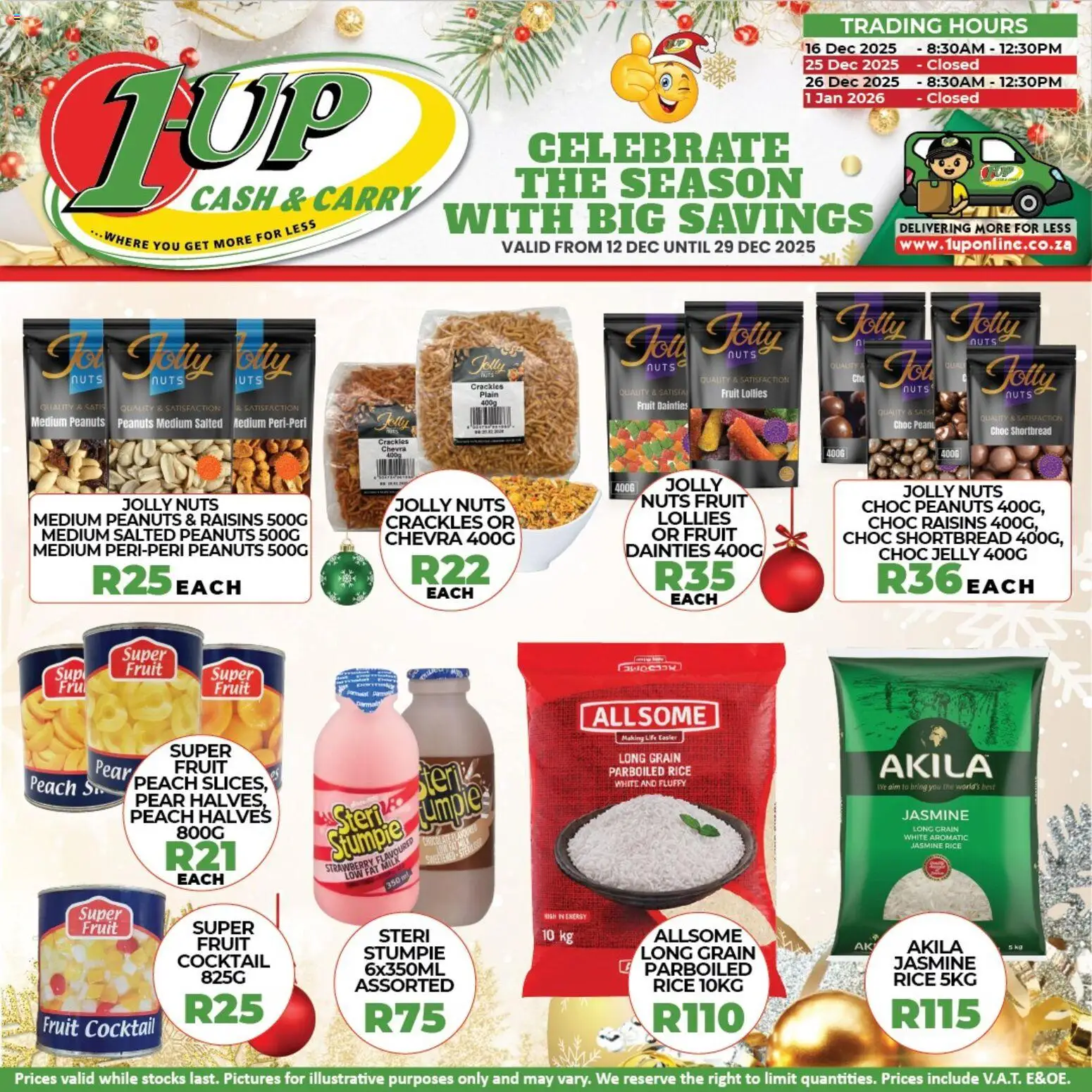New 1UP Cash & Carry catalogue – valid from 12.12.2025 | Page: 2 | Products: Chocolate, Rice, Peanuts, Fruit