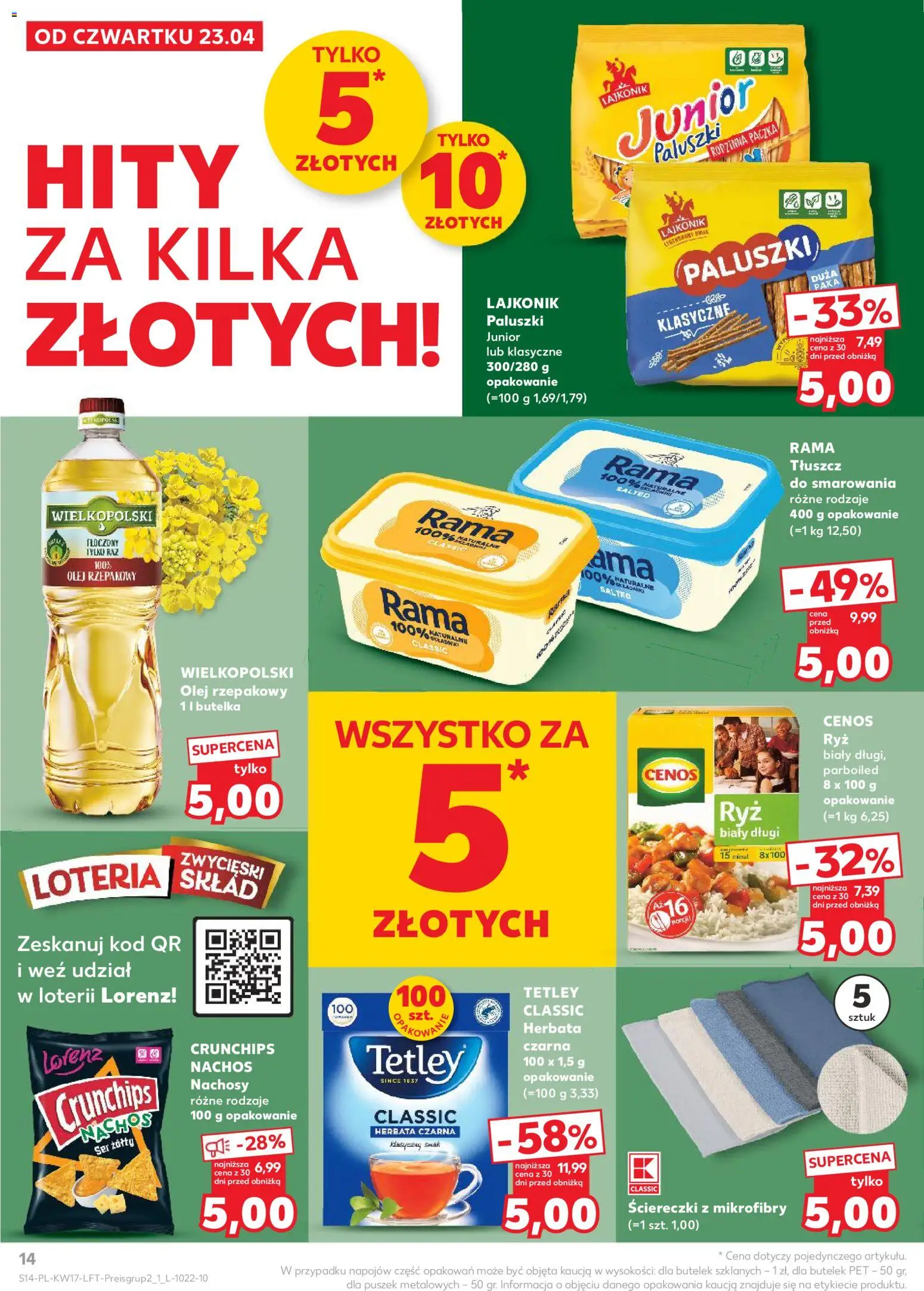 Kaufland gazetka od 23.04.2026 | Strona: 14 | Produkty: Ser żółty, Olej rzepakowy, Olej, Herbata