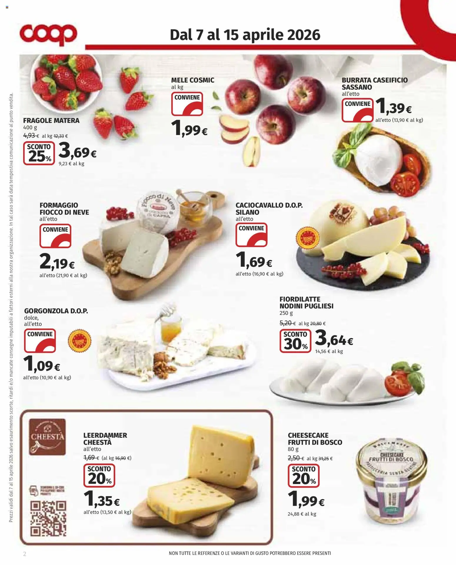 Volantino COOP del 07.04.2026 | Pagina: 2 | Prodotti: Mele, Fragole, Formaggio, Gorgonzola