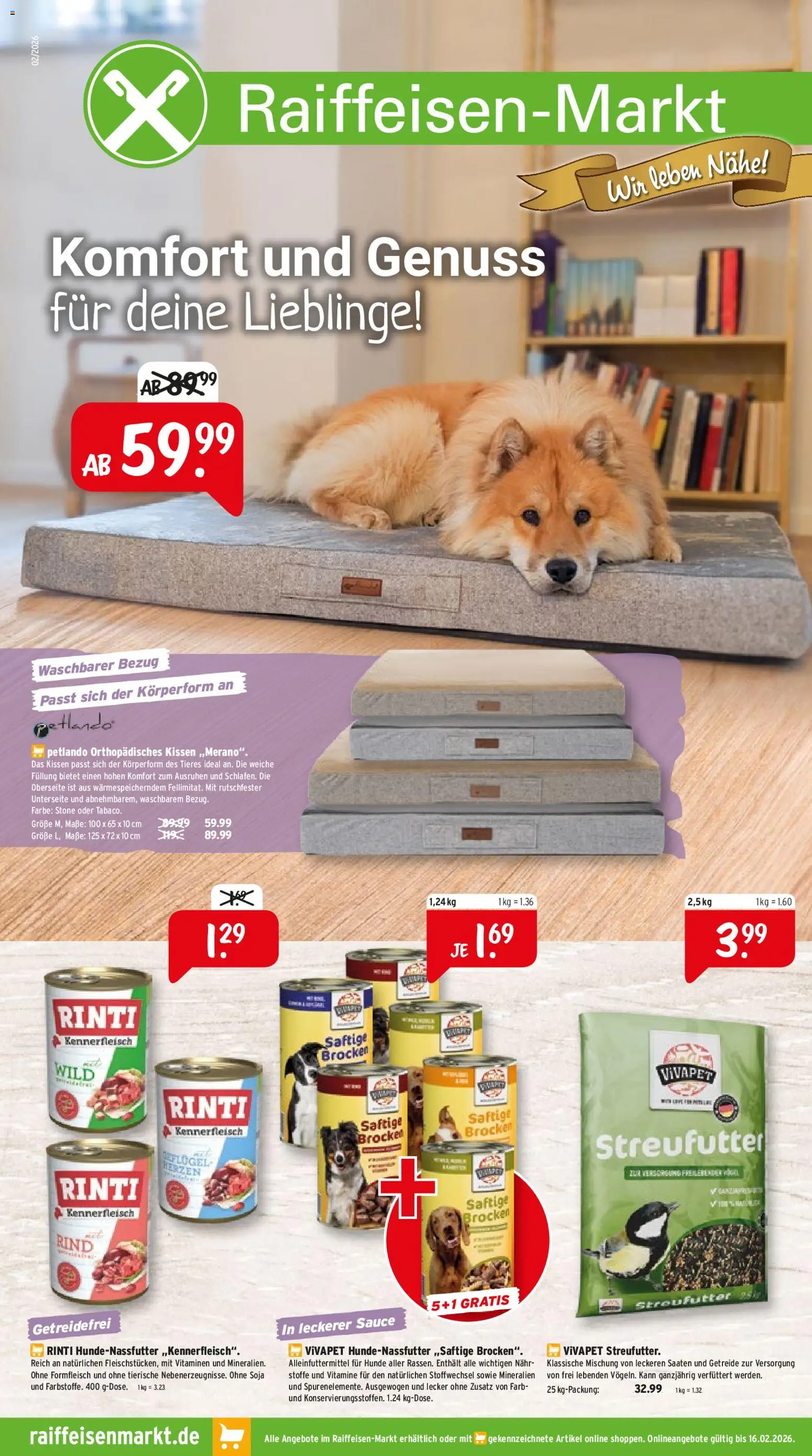 Raiffeisen Markt Prospekt 	 – gültig ab 28.01.2026 | Seite: 1 | Produkte: Kissen, Getreide