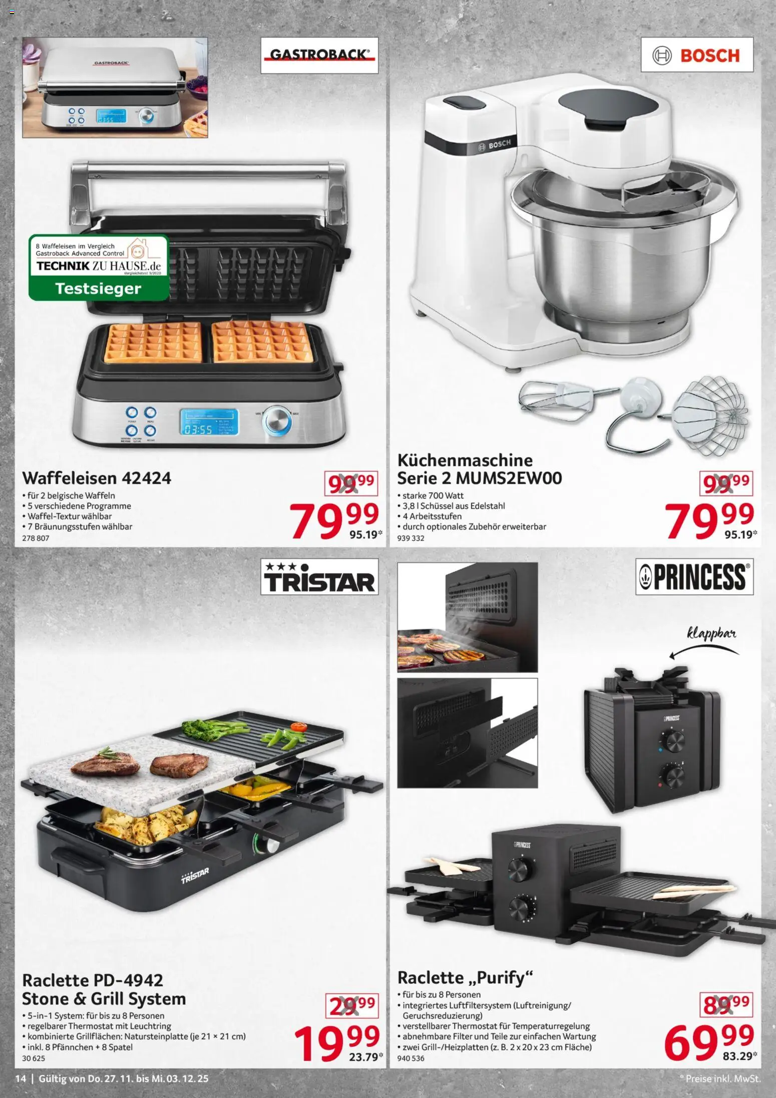 Selgros  Non Food – gültig ab 27.11.2025 | Seite: 14 | Produkte: Bosch, Grill, Raclette, Waffeleisen