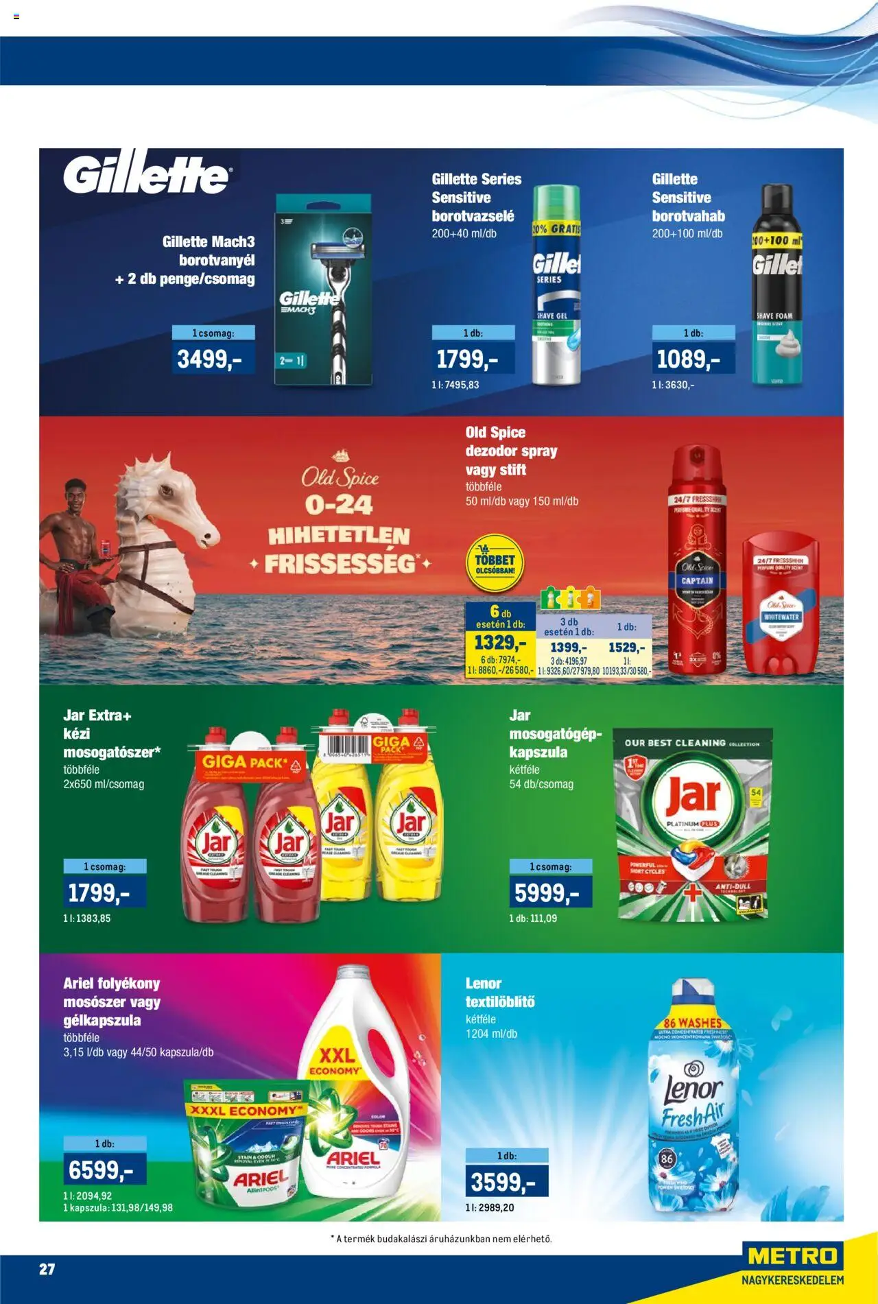 Metro akciós ujság - amely érvényes a következő dátumtól: 01.06.2025 | Oldal: 27 | Termékek: Old spice, Stift, Folyékony mosószer, Dezodor
