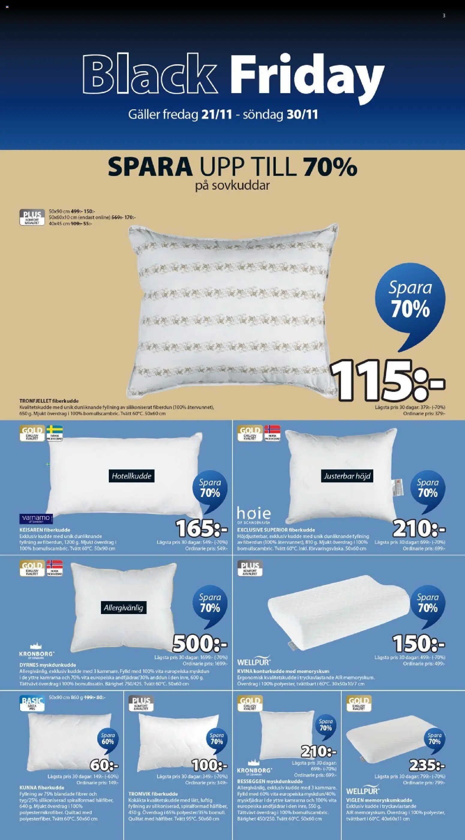 JYSK reklamblad aktuell från 21.11.2025 | Sida: 3 | Produkter: Kudde, Galler